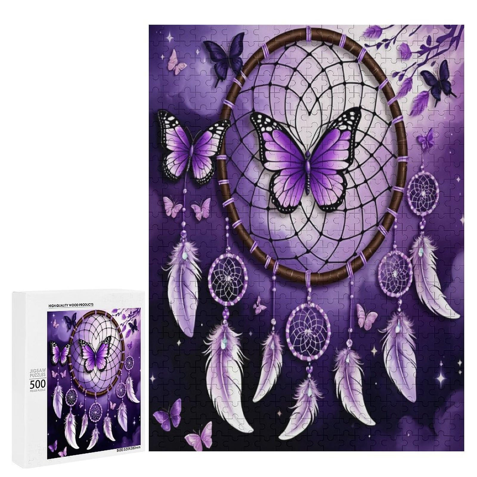 Jigsaw Puzzles 500 Pieces for Adults Purple Dream Catcher Puzzle Gifts for Women & Mom Grandmother Birthday Christmas Valentines Jigsaw Puzzles for
