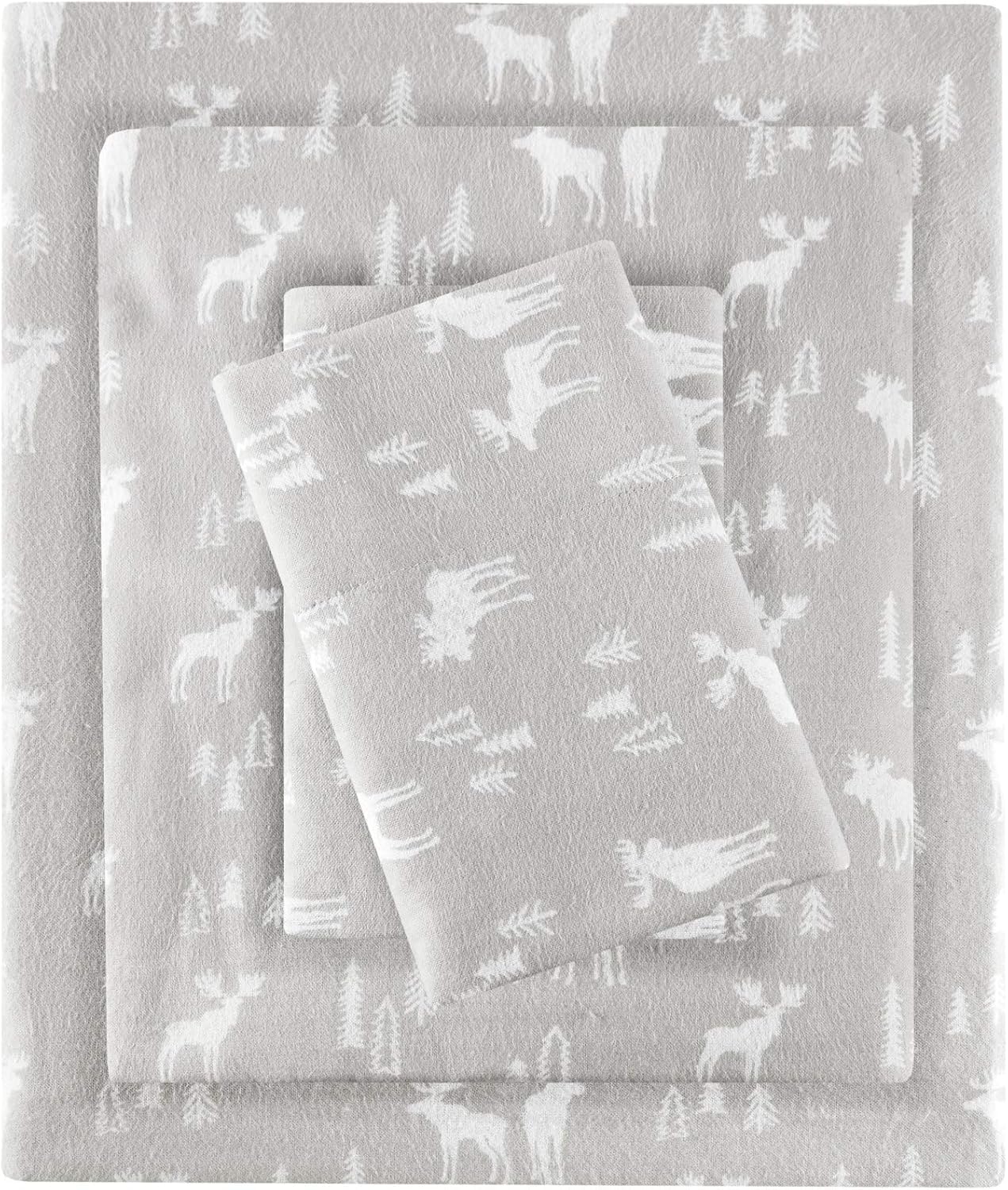 Woolrich Juego de sábanas de Franela 100% algodón, Suaves y cálidas con Bolsillo elástico de 14 Pulgadas, Estilo de Vida de cabaña, Acogedor Juego de Ropa de Cama para Temporada fría, Funda de