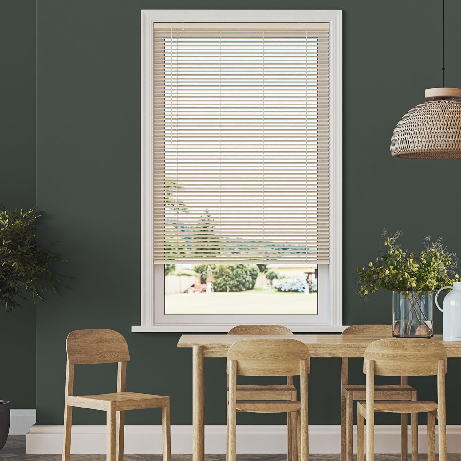 Vinyl Mini Blinds 1-Inch Cordless Room Darkening Blind for Windows - Starting at $9.97 - (Over 1,400 Add'l Custom Sizes) Vinyl Blinds, Mini Blinds, Window Blinds Cordless, Alabaster - 26"W x 72"L