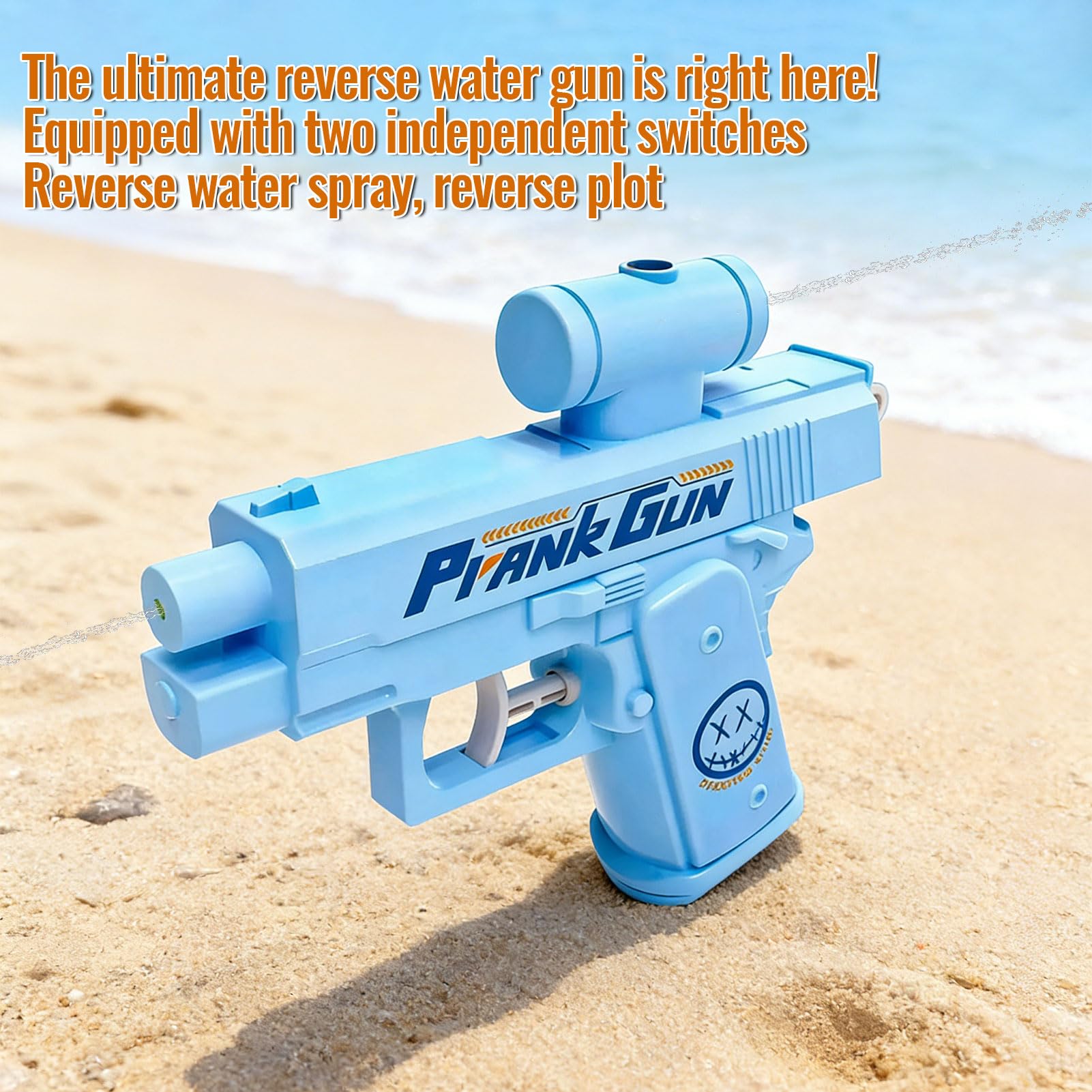 Prank Water Gun, Reverse Water Gun, Funny Two-Way Squirt Gun, Prank Trick Game Summer Toy Hilarious Gift for Parties Friend Summer Fun (Blue) — view 4