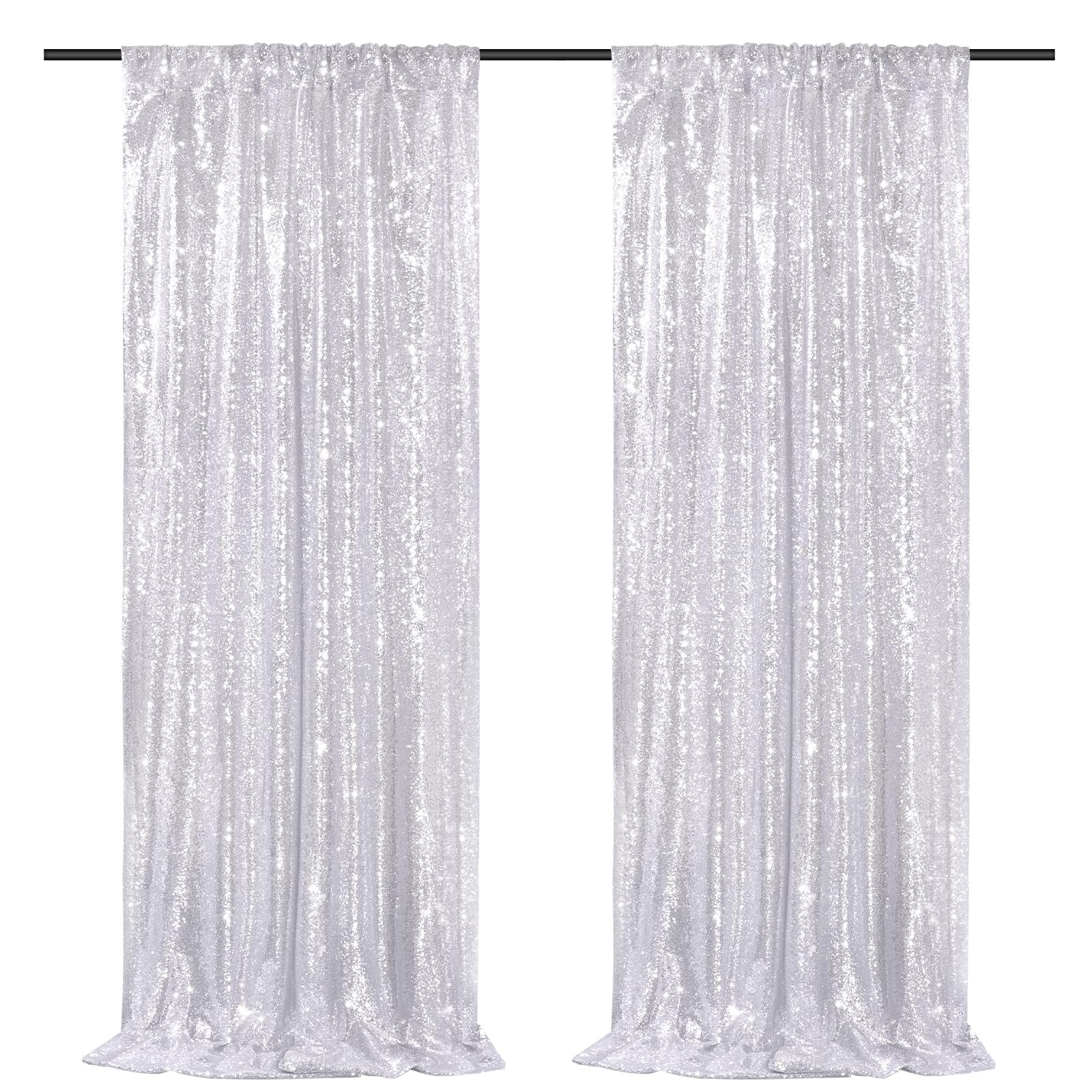 2 Pieces Gold Sequin Backdrop Curtain Panels Stage 2FTx8FT Party Wedding Background Drapes — view 12