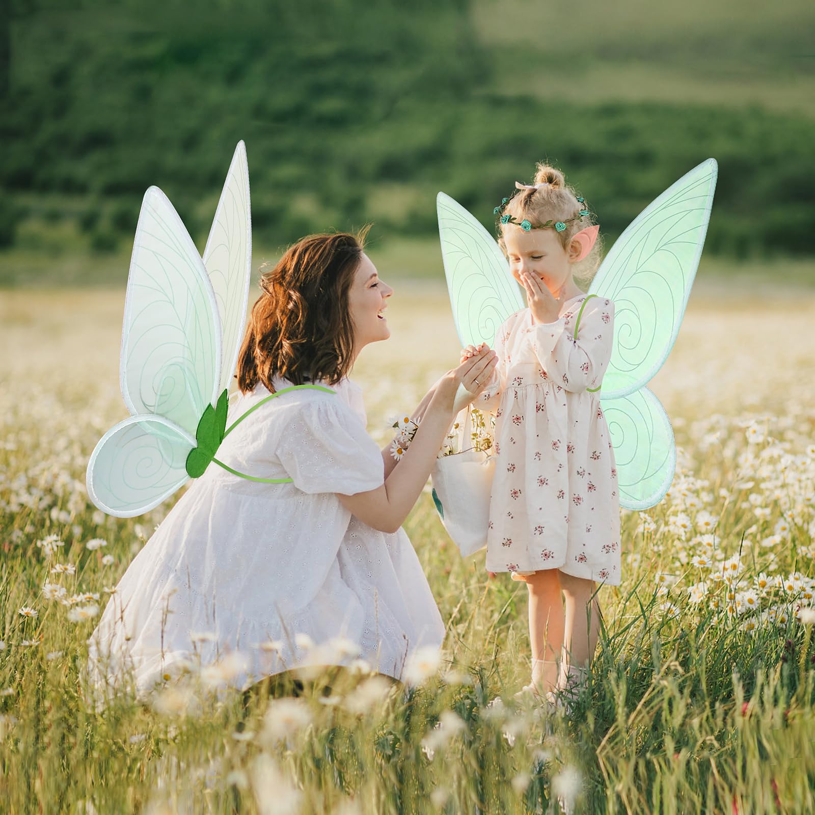 Aile Ange Rouge Ailes De Fée Pour Enfant - Costume D'ailes De Papillon Avec Fleurs Et Ailes Dange Blanche