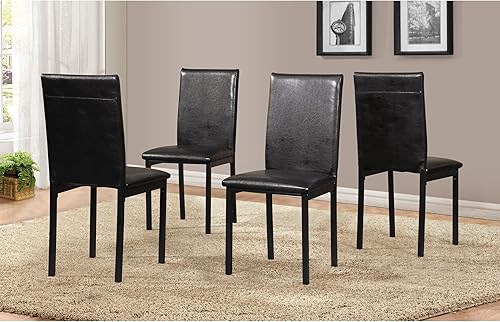 Miniatura 2 de Roundhill Furniture Juego de comedor de metal Citico de 5 piezas con parte superior de mármol sintético laminado color negro