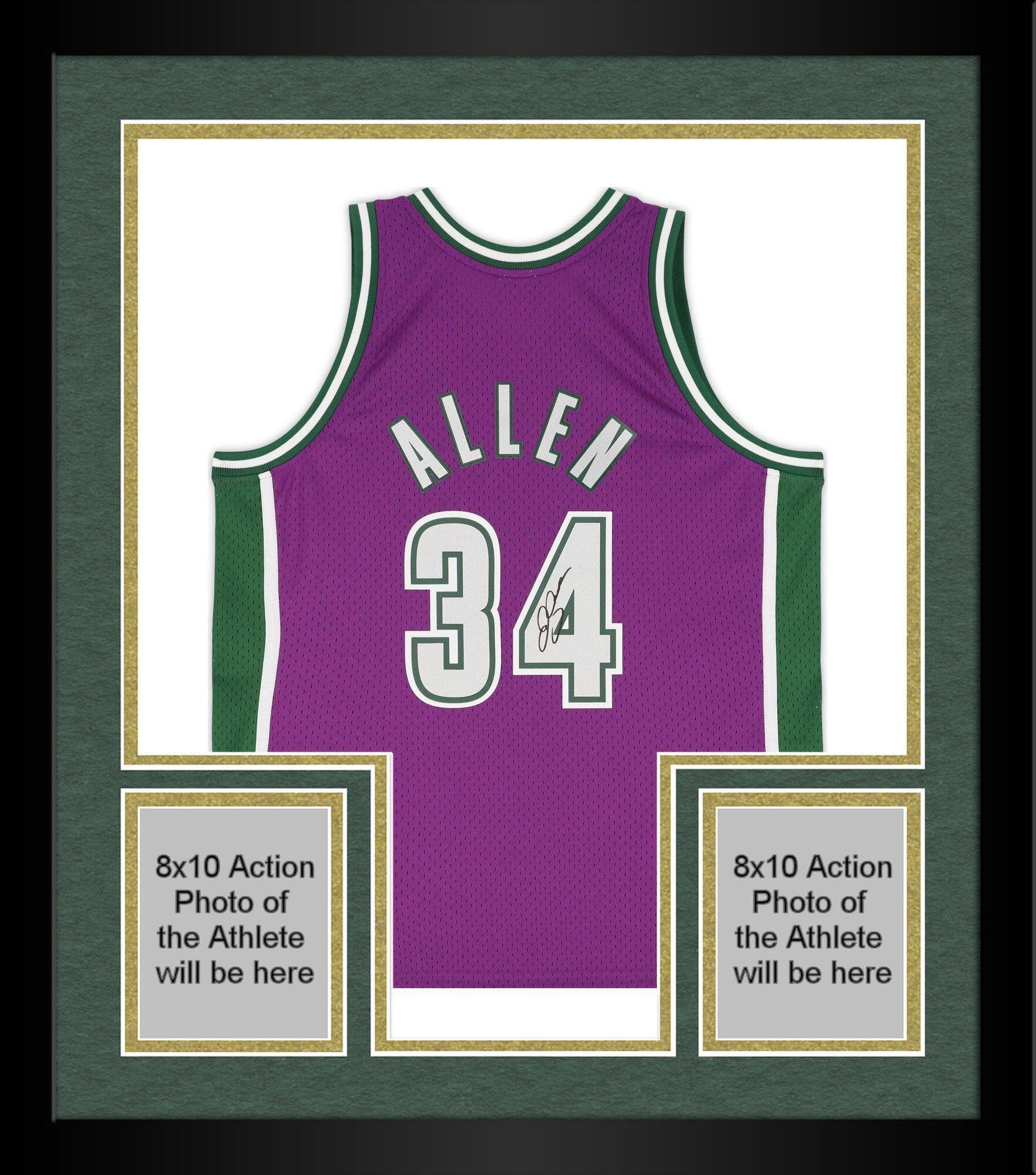 com: Framed Ray Allen Milwaukee Bucks Autographed Mitchell