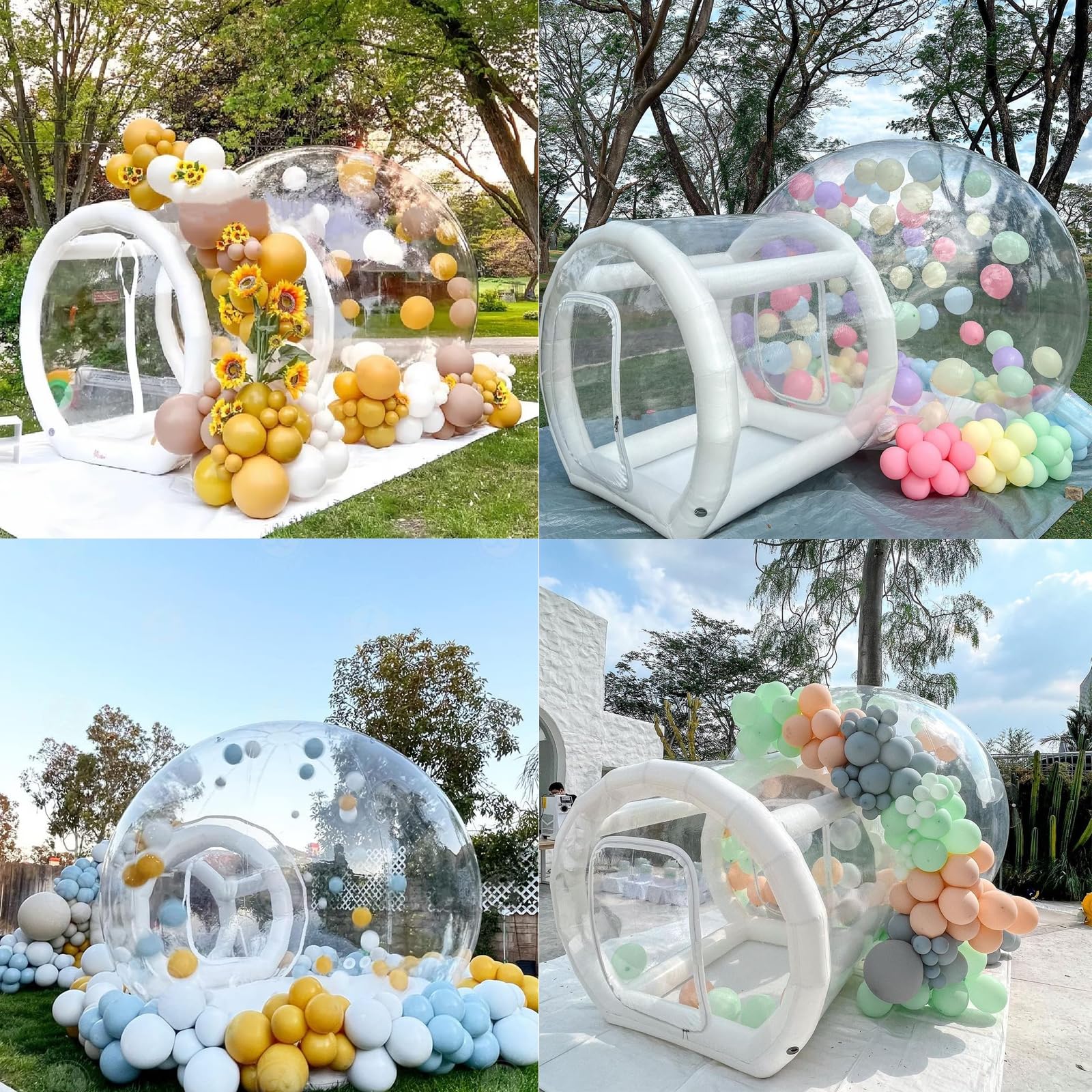 Tienda de campaña inflable transparente con túnel, incluye soplador de aire de 550 W y bomba de aire de 600 W, perfecta para fiestas y juegos, Navidad (blanco, 3 m)