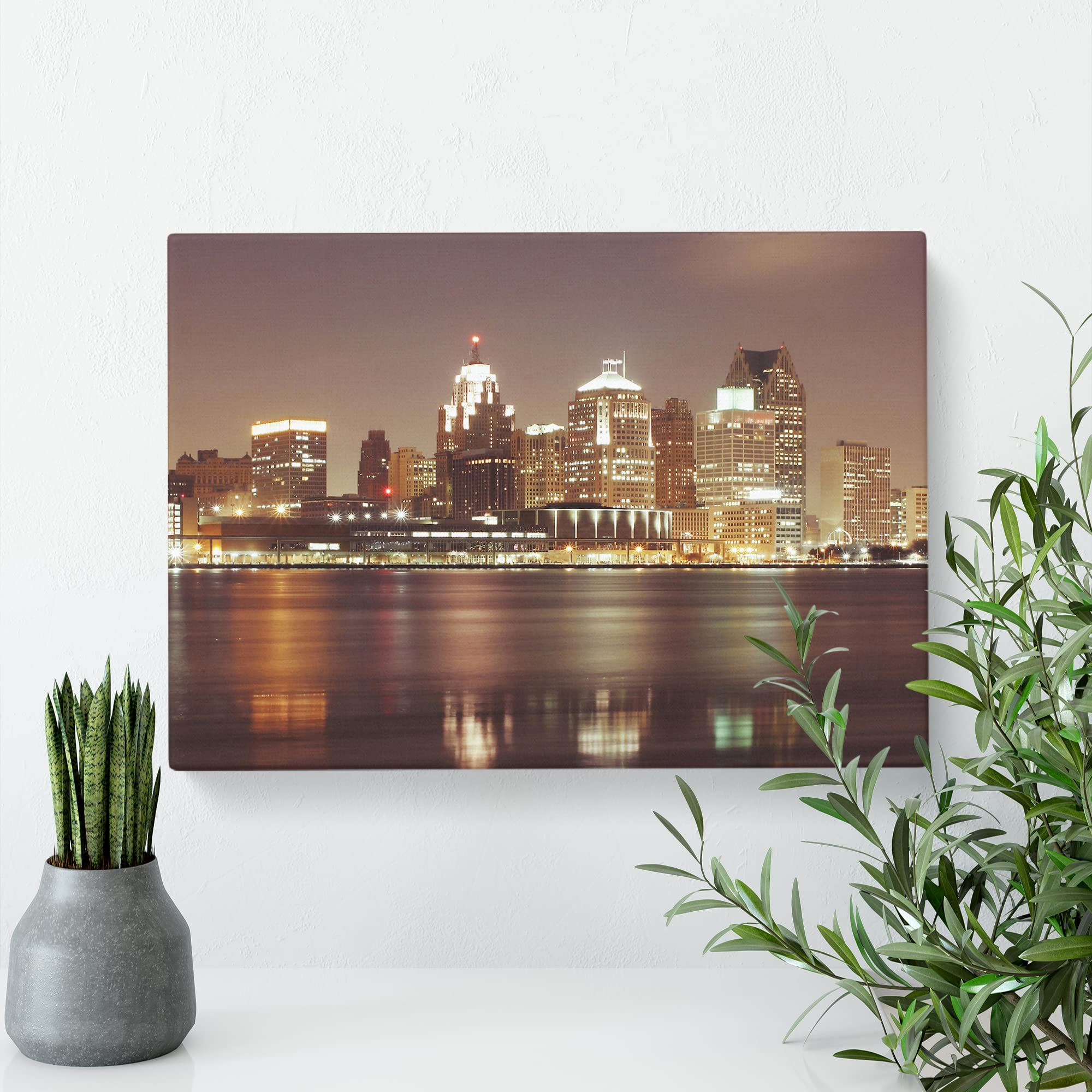 Skyline City of Detroit Canvas Print, Mixed, 25L x 50W cm - Image 3
