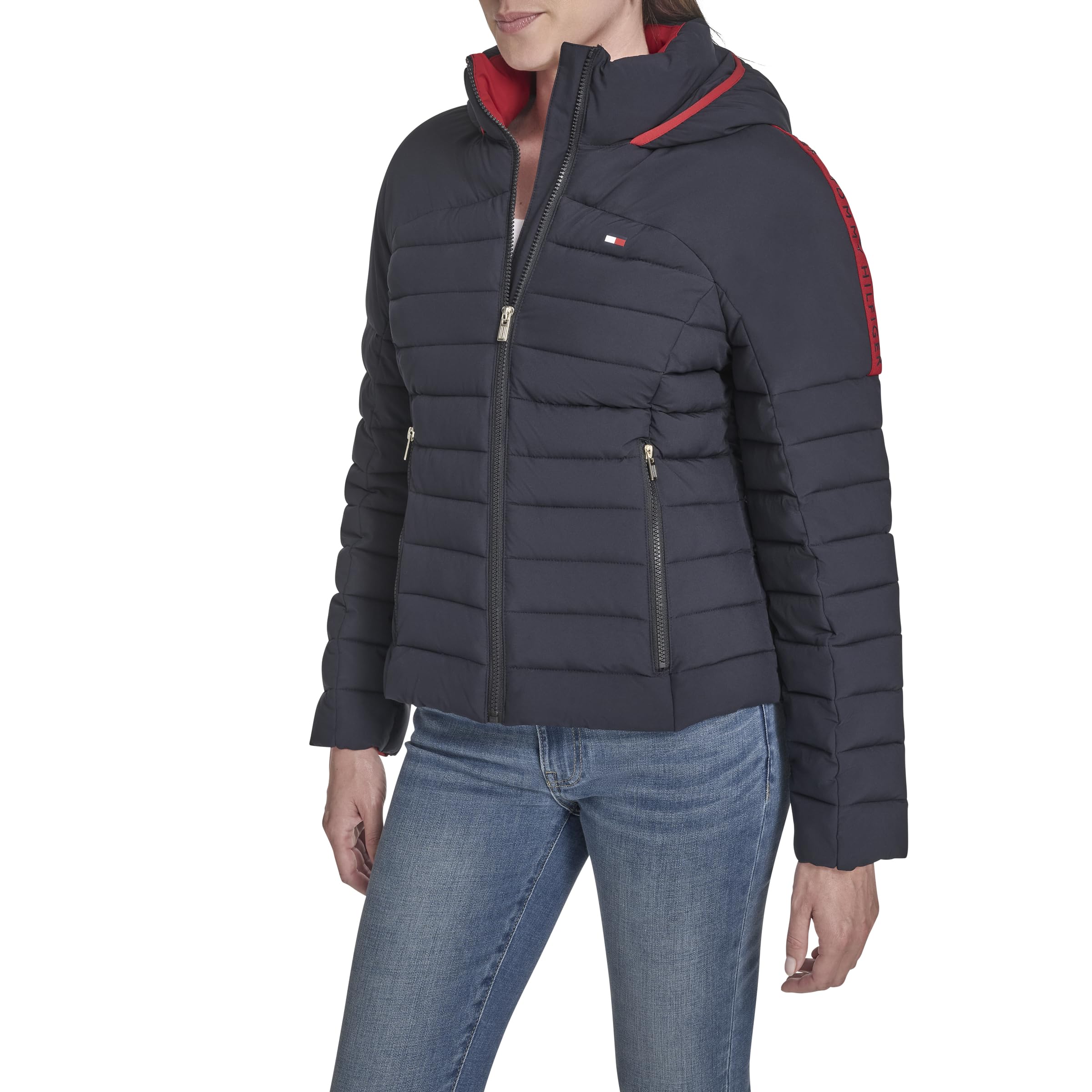 Tommy Hilfiger Damen Solid Hooded Packable Coat Jacket Oberbekleidung (1er Pack)