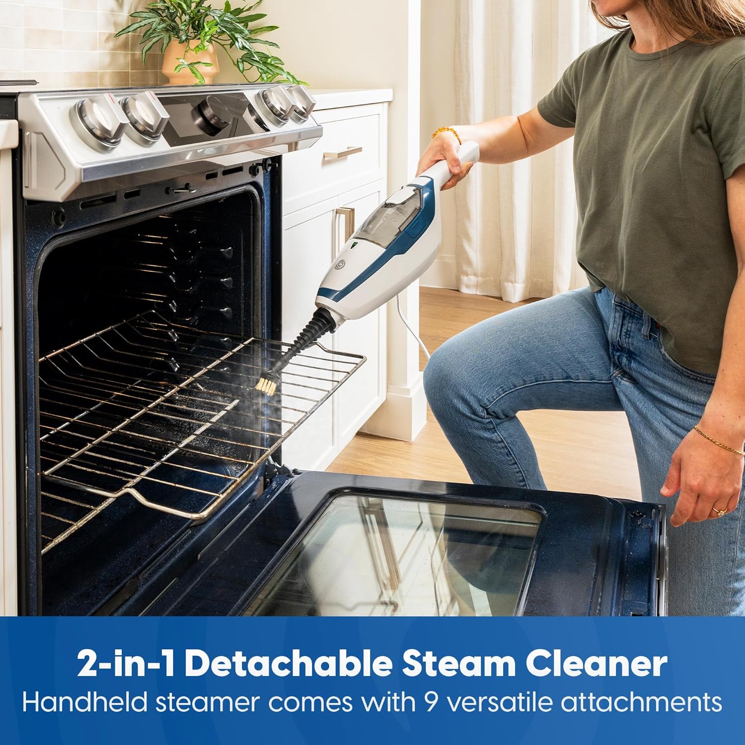 Vacmaster SMF1501 2-in-1 Steam Mop for Floor Cleaning with Detachable Handheld Steamer, Quick-Heating & Lightweight for Hard Floors, Carpets, Tiles and Upholstery