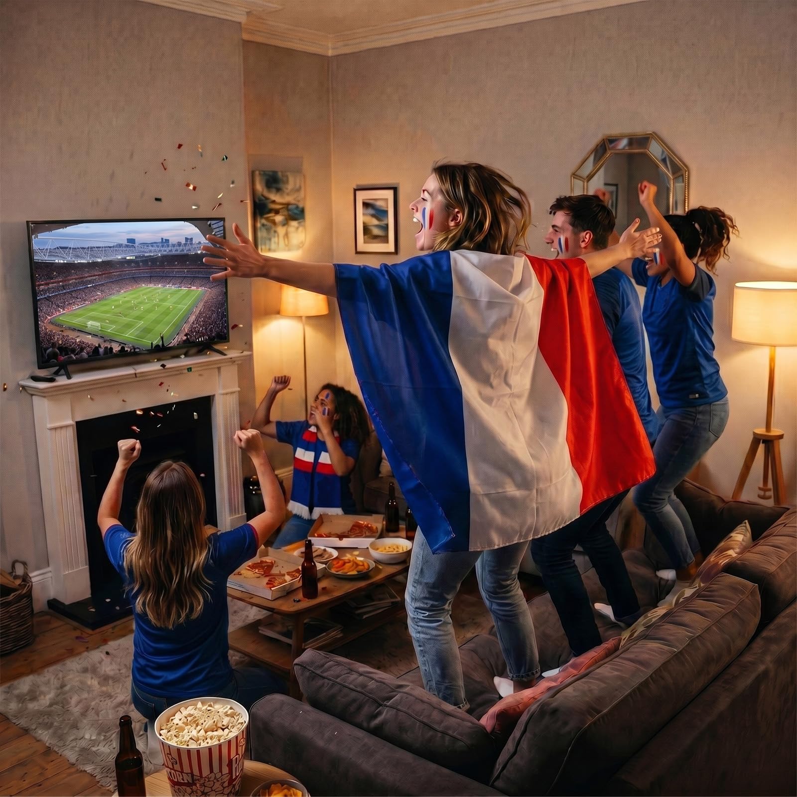 YESAH Cape Drapeau Français Coupe du Monde 2026 90x150cm Polyester Légère Portable Stade Matchs Fêtes
