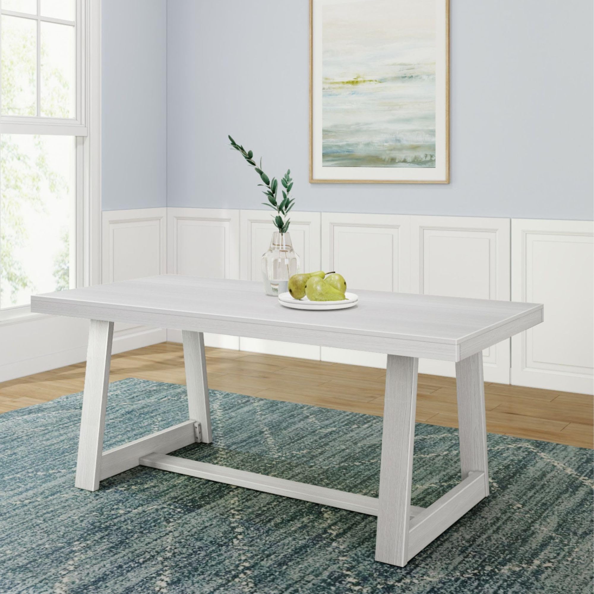 Plank+Beam Classic Dining Table, 72 Inch, White Wirebrush