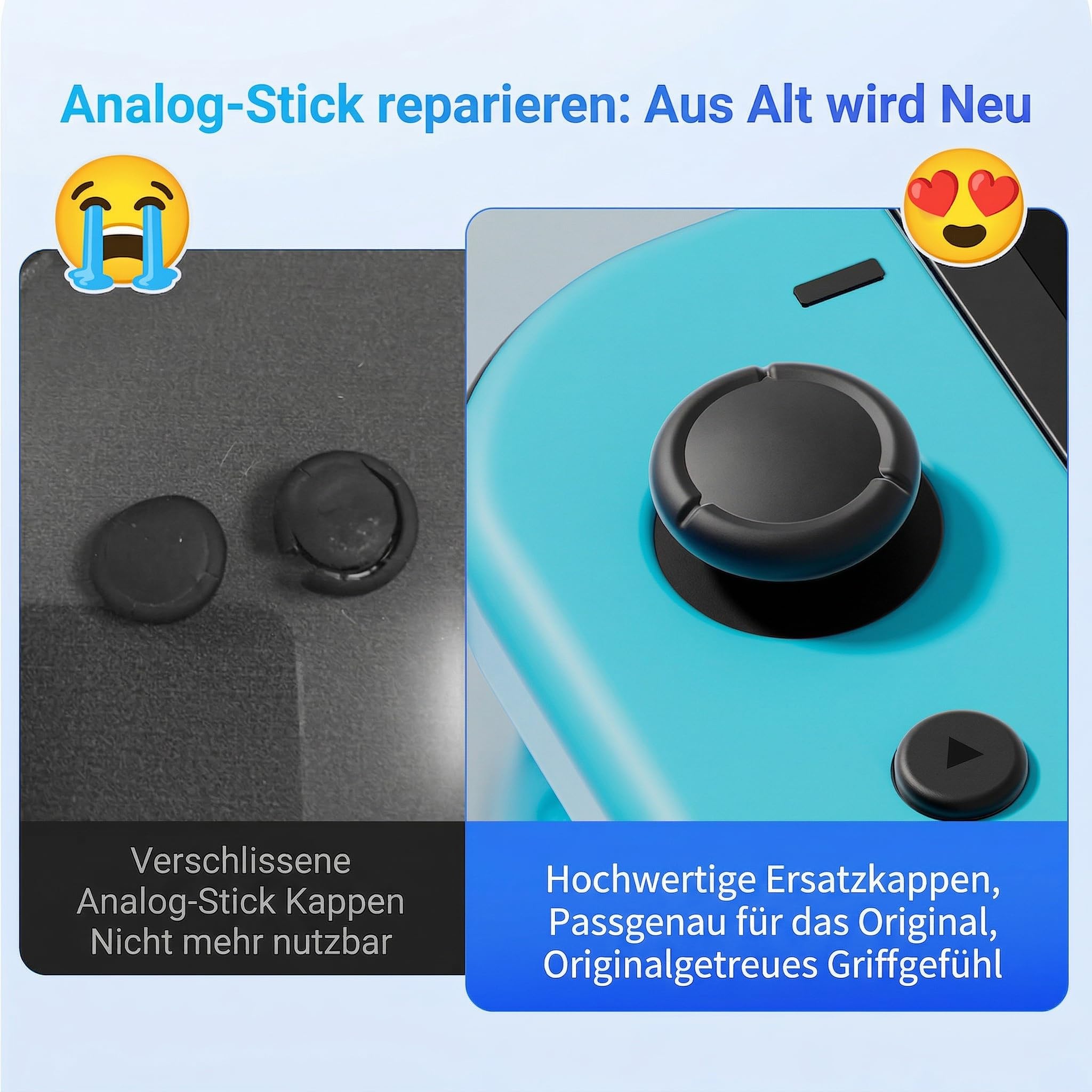 MatoSan Thumbstick Ersatzkappen 12er Set – Kompatibel mit Nintendo Switch, Switch OLED & Switch Lite – Analog Stick Kappen rutschfest, kein Kleber nötig – TPR – Farbmix