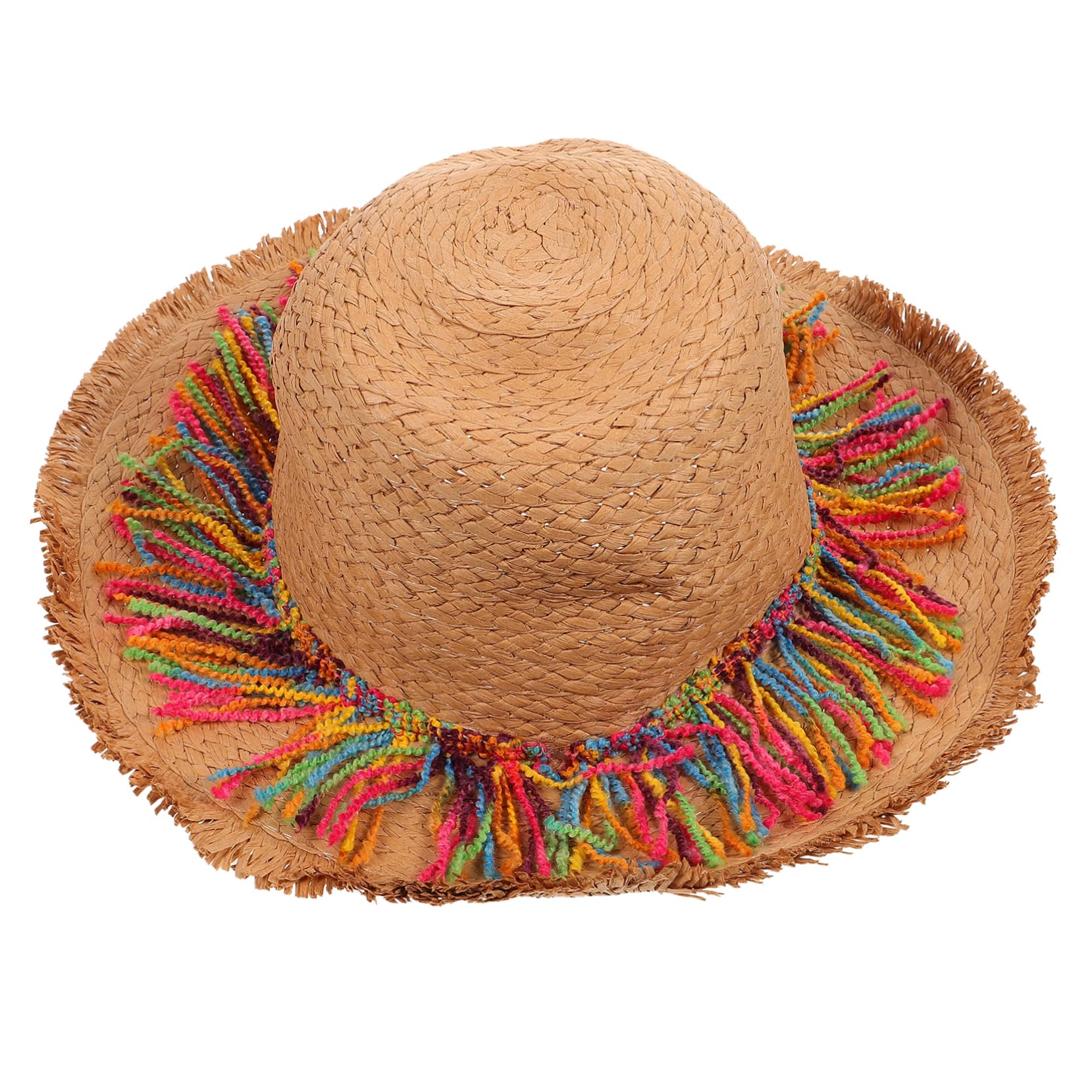 Sombrero de con borlas Gorro Sol Sombrero Sol chapéu de de Playa Flexible Mexicano de protección ar de de Verano Beige