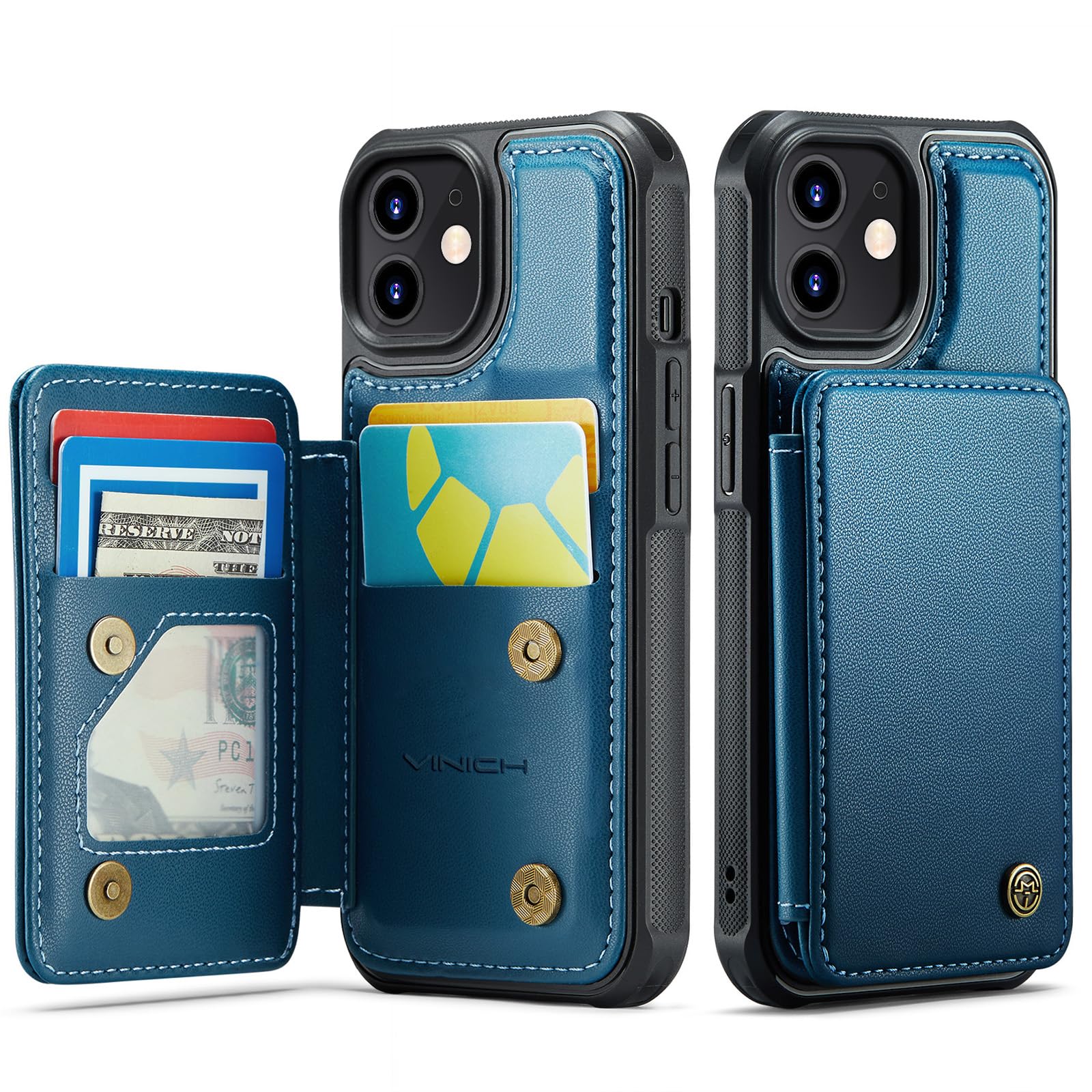 Vinich for iPhone 12/12 Pro Not for (iPhone 12 mini/ iPhone 12Pro Max) Wallet Case with Card Holder, RFID Blocking Credit Slots Kickstand Shockproof