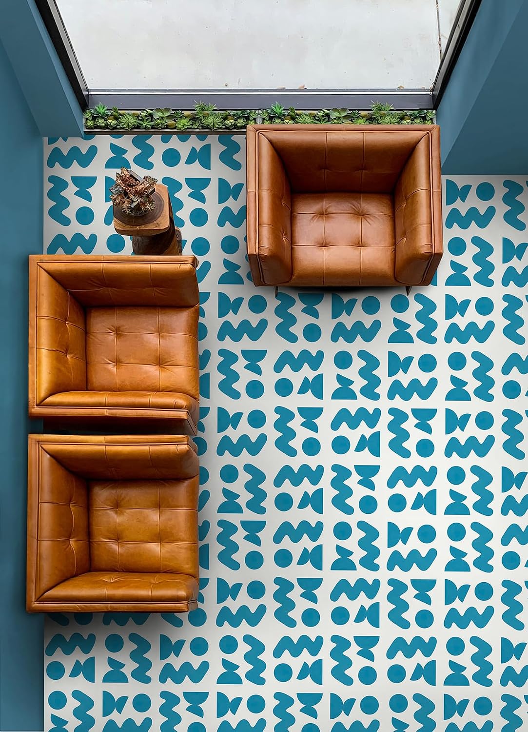 FloorPops Beth Friend Sky Blue Peel & Stick Floor Tiles