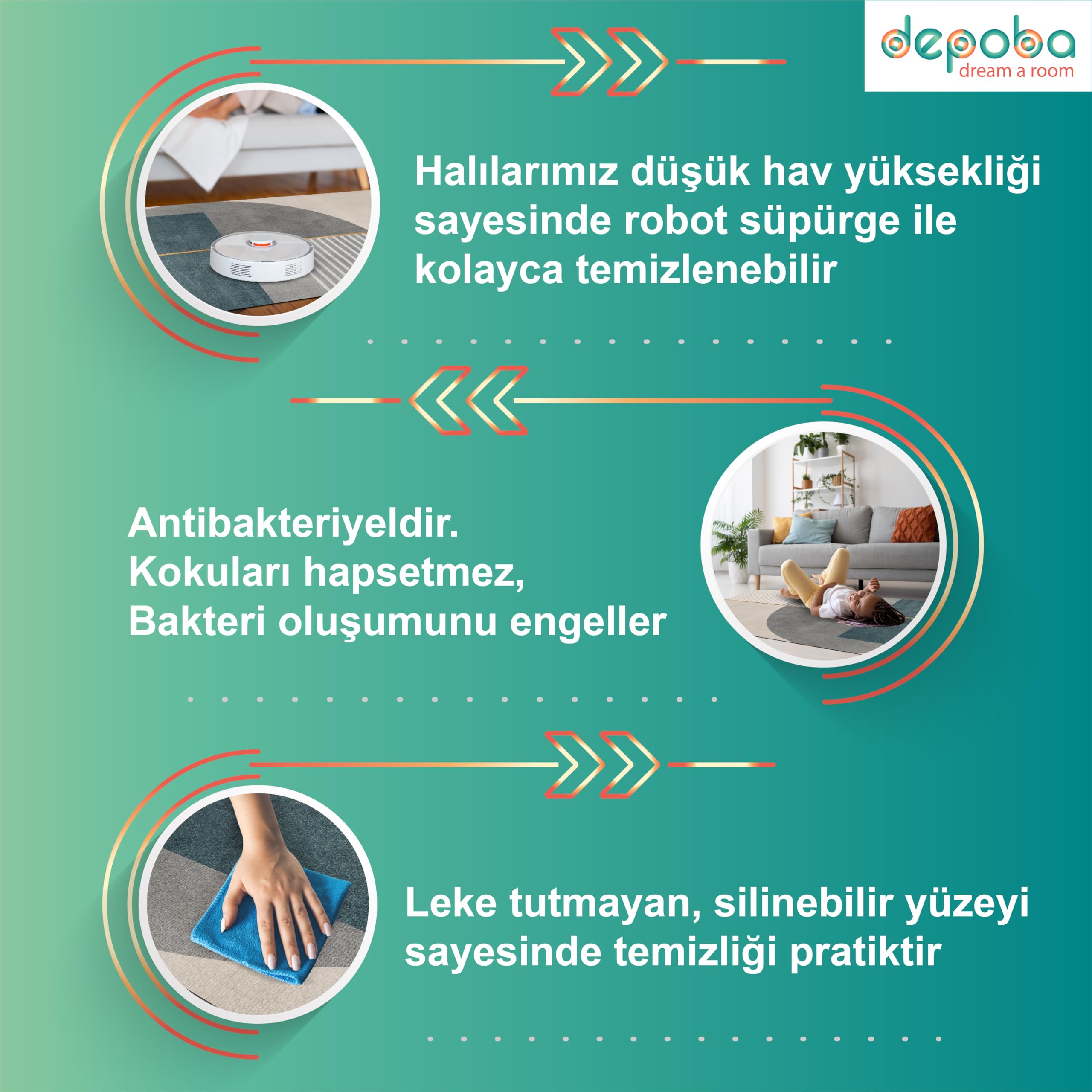 Depoba Vamps Kadife Oyuncu Odası Halısı Kaymaz Pamuk Tabanlı Yıkanabilir Antibakteriyel Gamer, Gaming Halısı 120x180