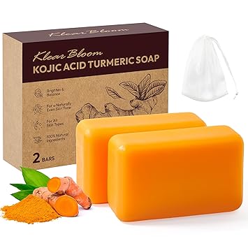 Kojic Acid Soap, Turmeric Soap Bar for Dark Spots Brightening & Moisturizing with Collagen, Vitamin E, Retinol, Hyaluronic Acid, Shea Butter, Paraben & Sulfate-Free 105g x 2 Bars Kojic Acid Soap, Turmeric Soap Bar for Dark Spots Brightening & Moisturizing with Collagen, Vitamin E, Retinol, Hyaluronic Acid, Shea Butter, Paraben & Sulfate-Free 105g x 2 Bars