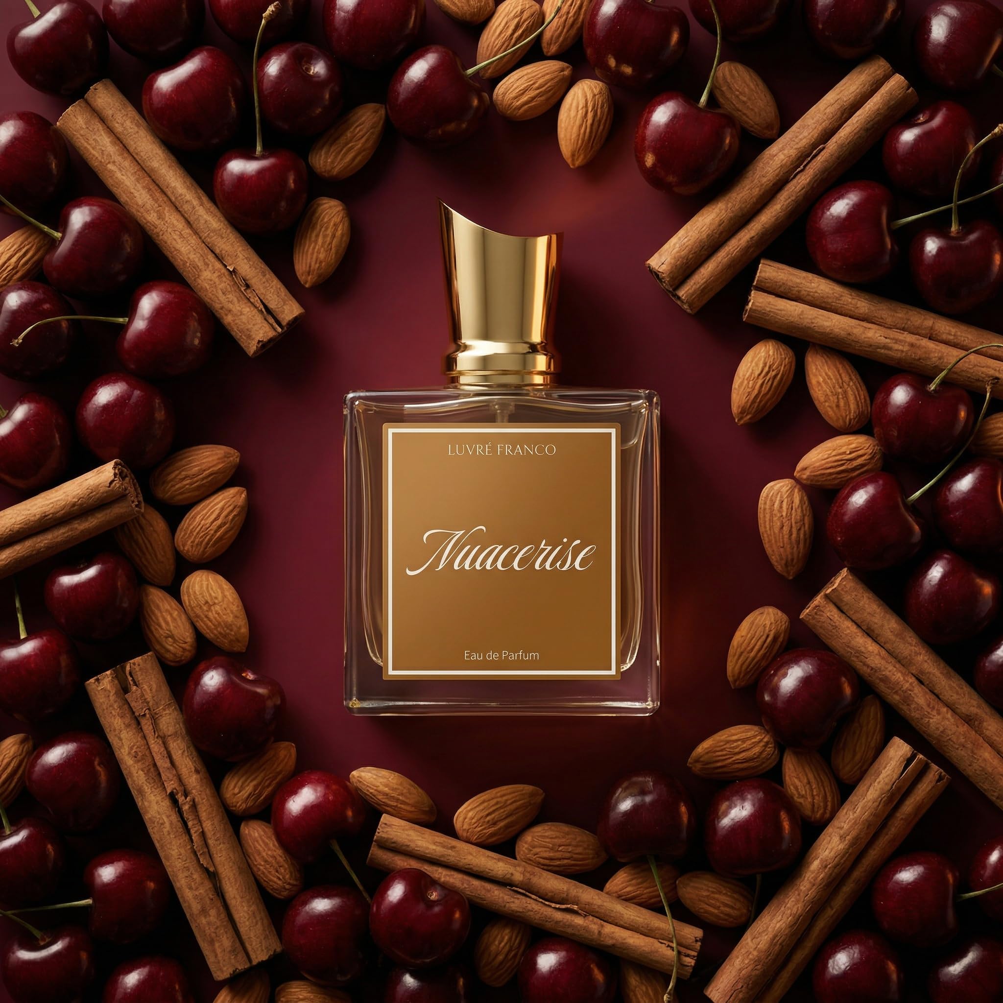 Nuacerise - Unisex Eau de Parfum - LUVRÉ FRANCO - mit Pheromonen - fruchtig edeler Duft - 50ml - sehr attraktiv und anziehend - Kirsche, Rose, Zimt und Sandelholz - langanhaltender Duft
