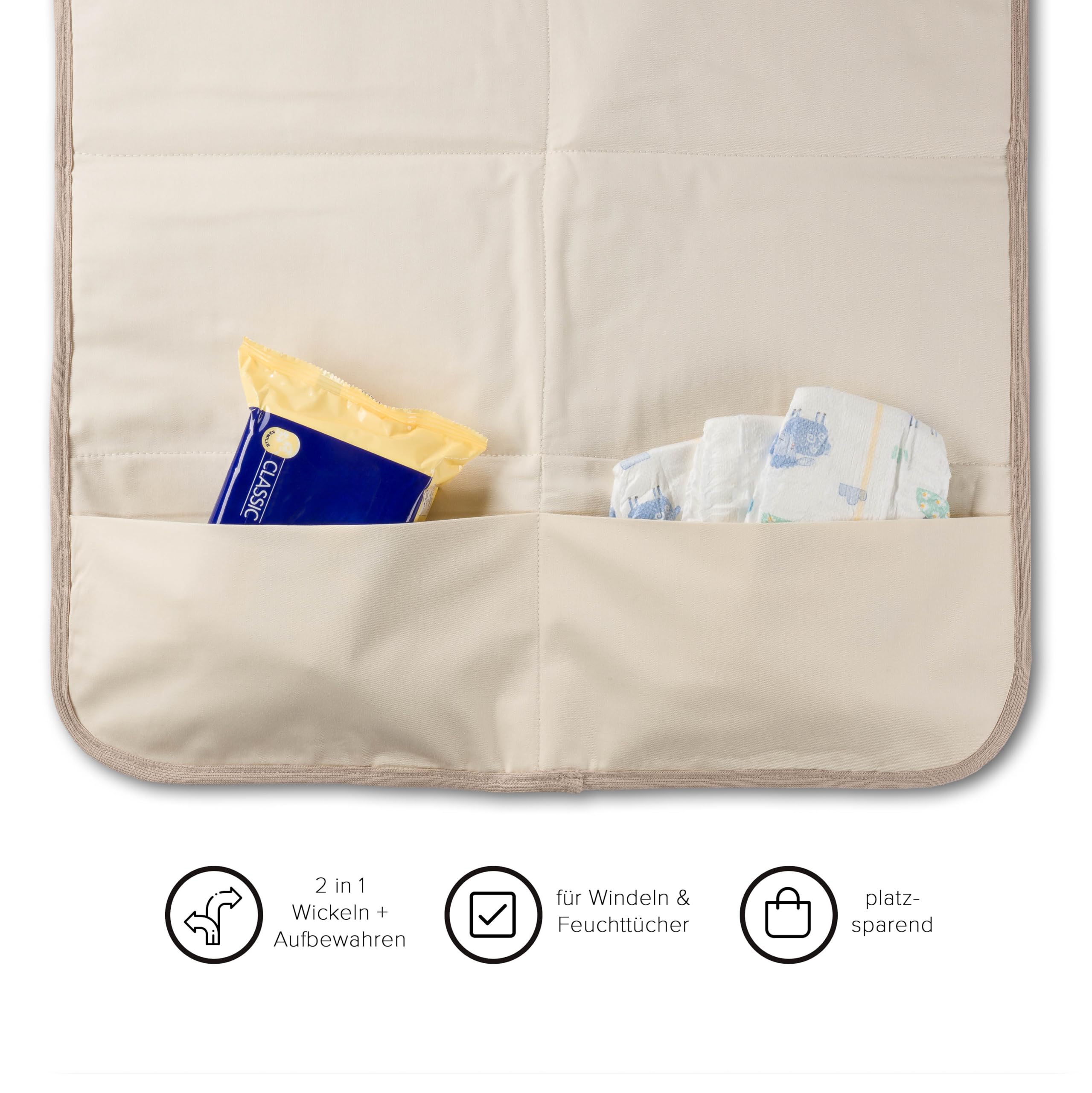 Hofbrucker Changing Mat for Travel Foldable Changing Clutch with Organiser for Nappies & Wipes, Wipe-Clean - Image 3