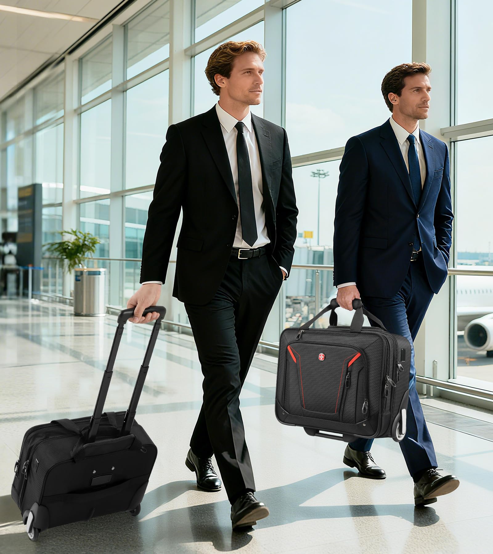 star cloud Pilotenkoffer mit Rollen, Laptop Trolley mit Rollen 46×36×20 cm, wasserabweisender Business Trolley, Aktentasche mit Rollen Handgepäck für Geschäftsreisen Herren & Damen