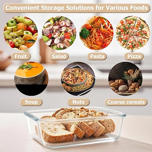 Miniatura 3 de Paquete de 10 recipientes de vidrio para preparación de comidas con tapas herméticas de 36 onzas y 12.5 onzas, recipientes de vidrio apilables para