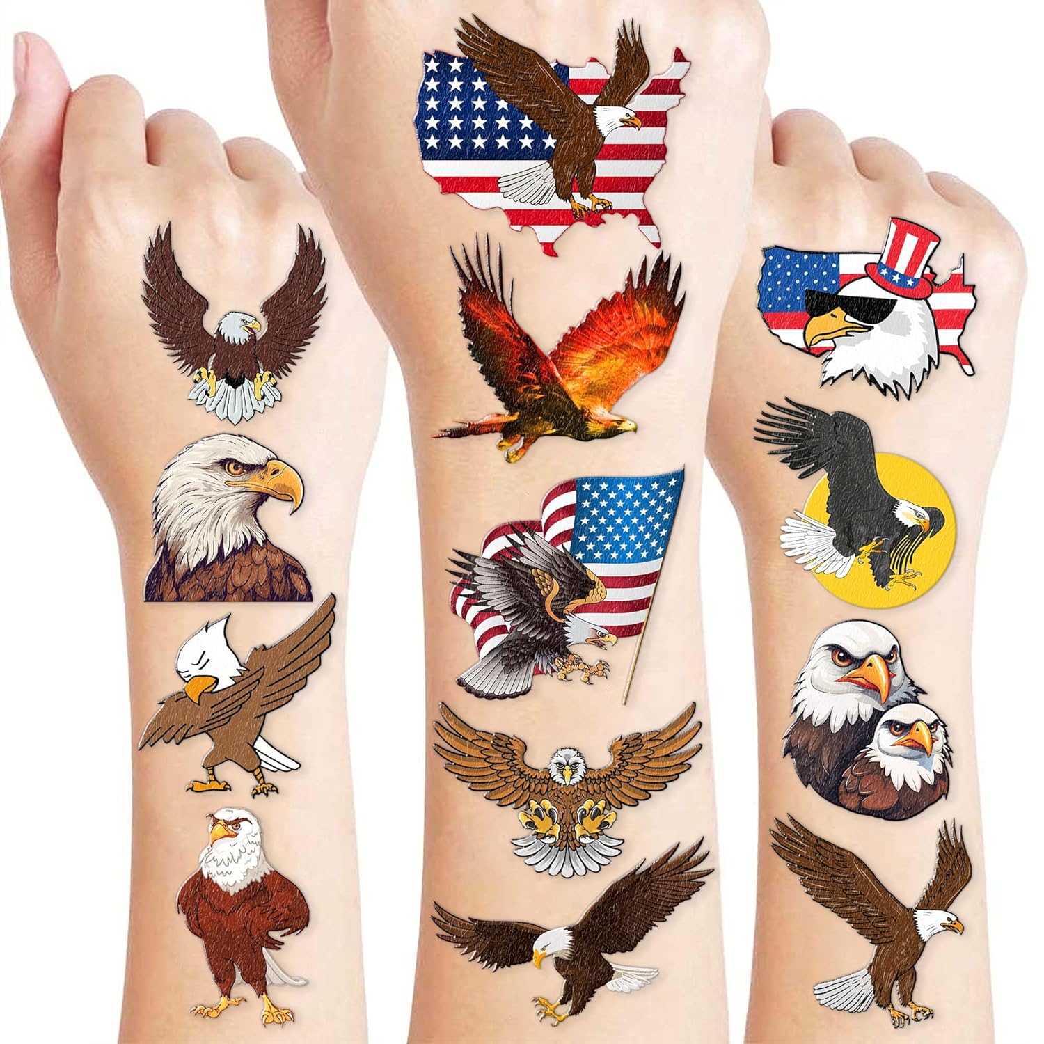 Amazon.com : 81PCS Eagle Tattoo Temporary Tattoos Eagles Theme Birthday ...