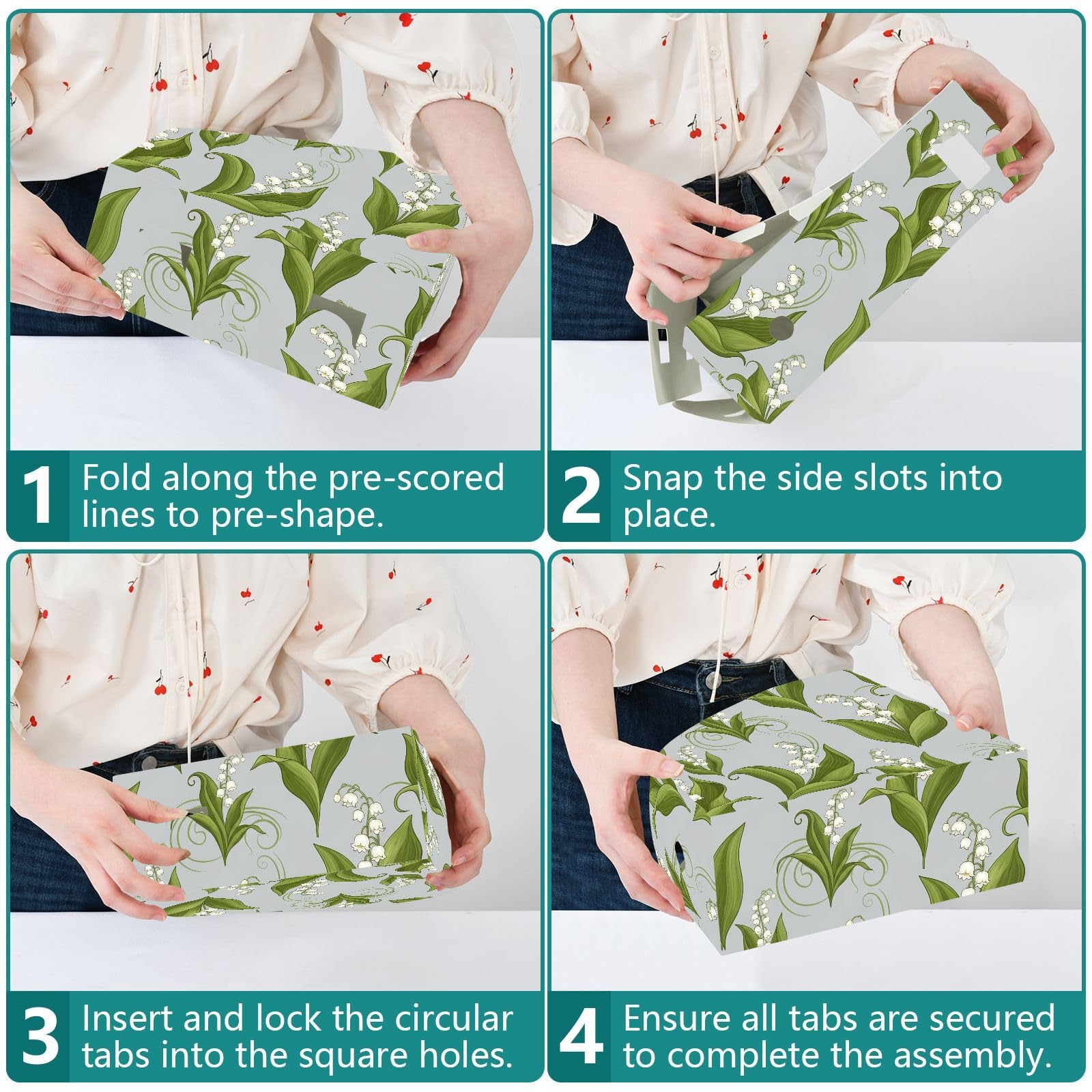 Dokumentenmappe, Blumenmuster, Weiß, für Büro