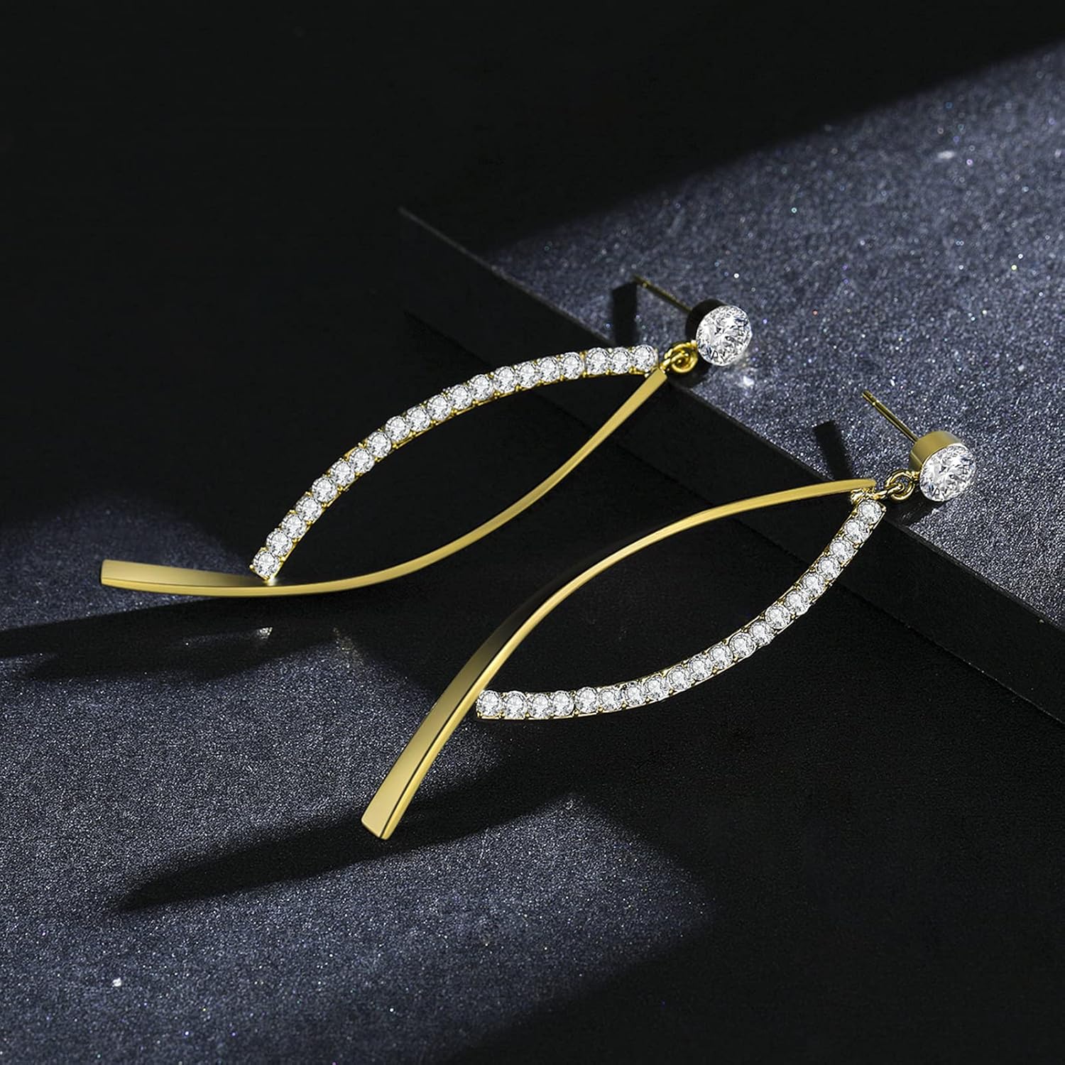 SBLING Platinum-Plated or 18K Gold Plated or 18K Rose Gold Plated Cubic Zirconia Drop Earrings - Image 3