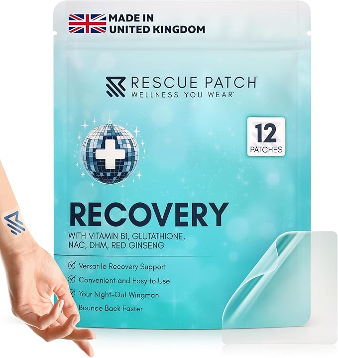Recovery Patch, Drinking Patches for After Party Relief, Natural Party Recovery Patches for Hydration and Energy Support, All-Natural Ingredients and Vegan (1, 12, Count)