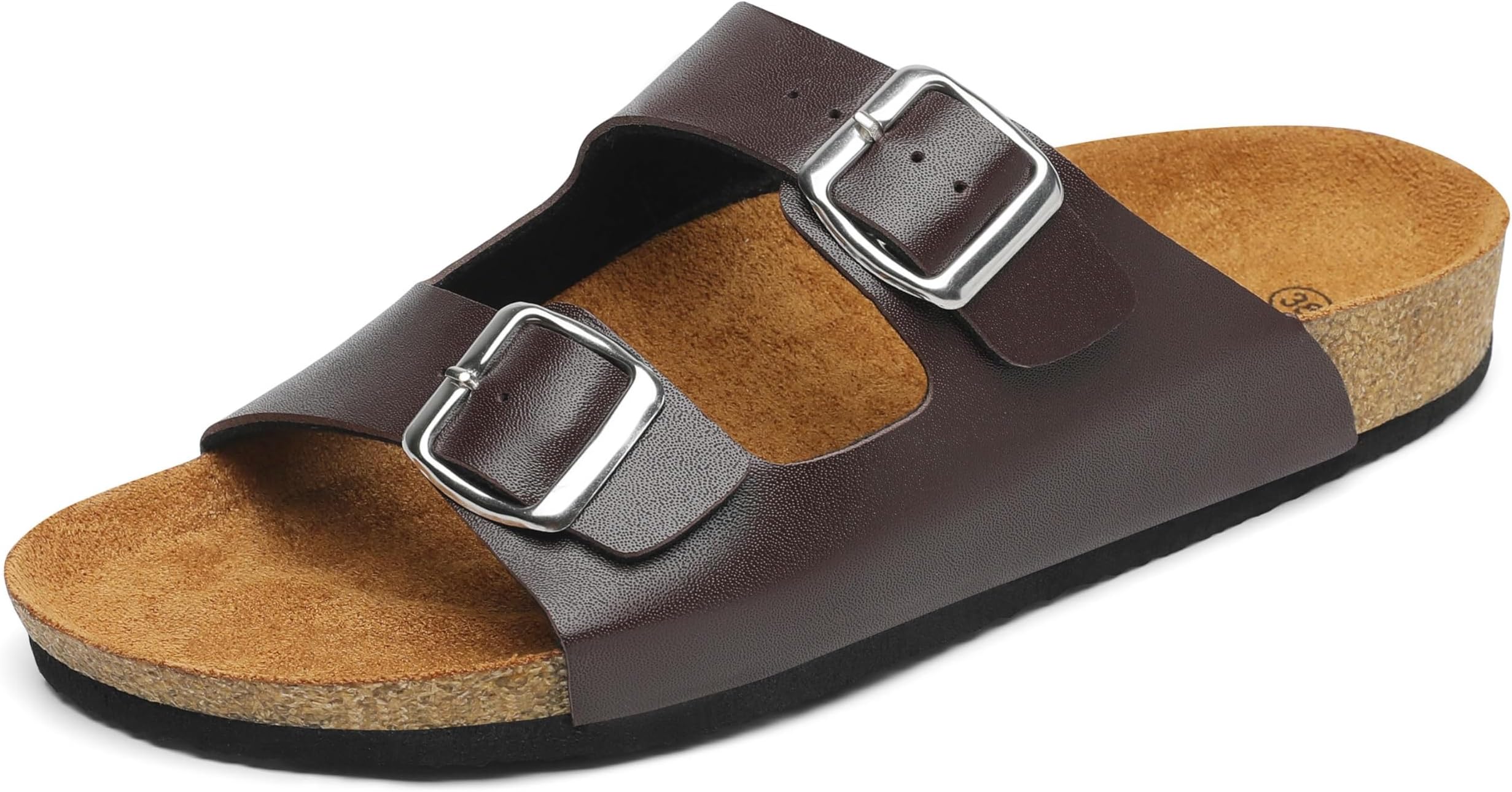 Men's Women's Footbed Sandals Comfortable Open Toe Double Buckle Flats Slides