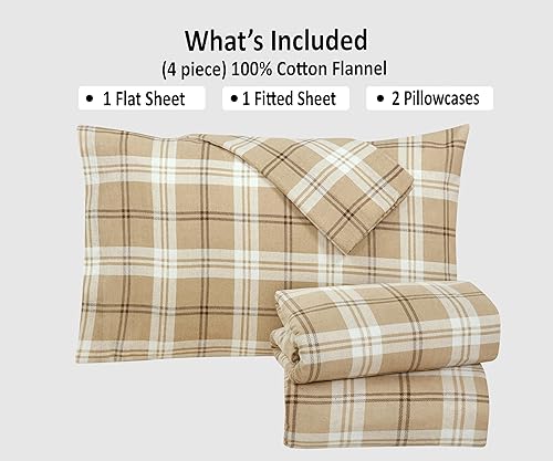 Miniatura 6 de Bliss Casa Juego de sábanas de franela de 4 piezas, 100% algodón, tamaño Queen, bolsillos profundos de alto GSM, juego de sábanas de franela cálida