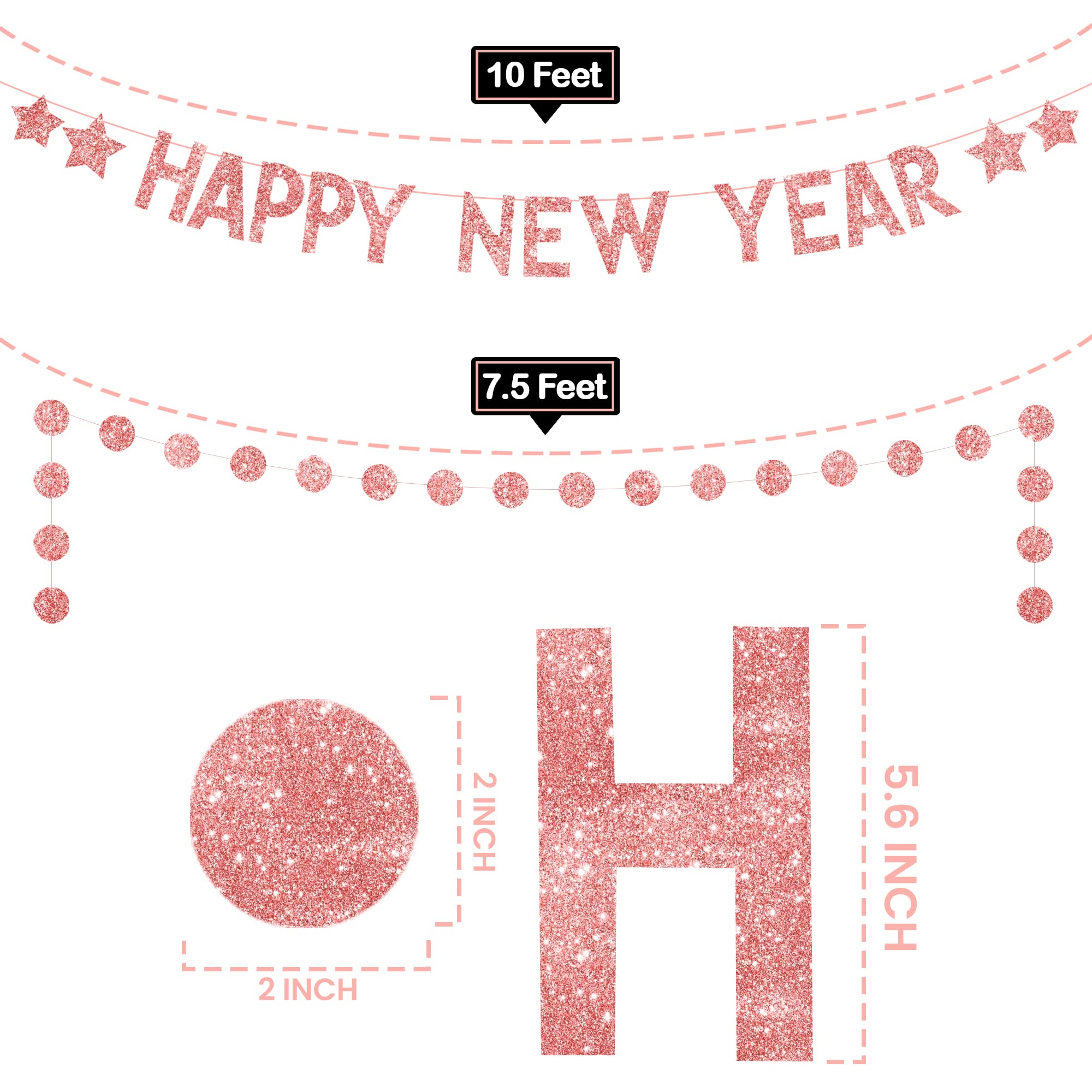 Amazon.com: KatchOn Big Rose Gold New Year Banner 2025