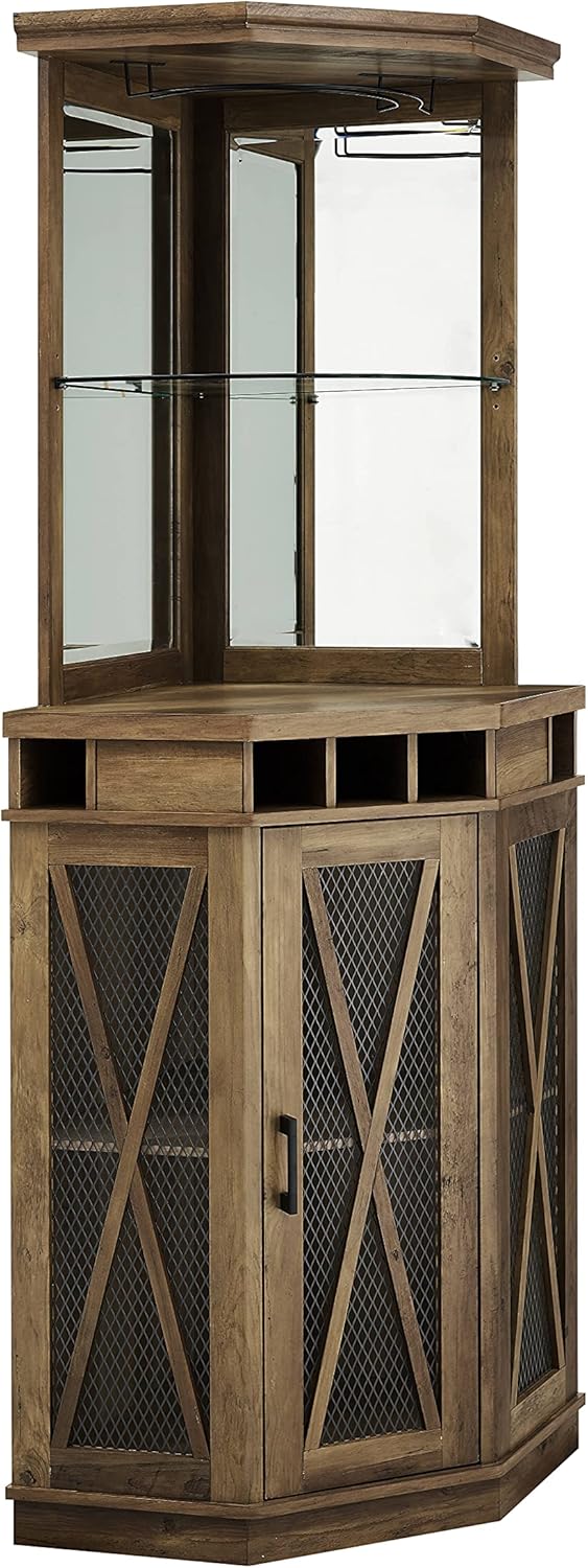 Corner Bar Unit with Built-in Wine Rack and Lower Cabinet 11