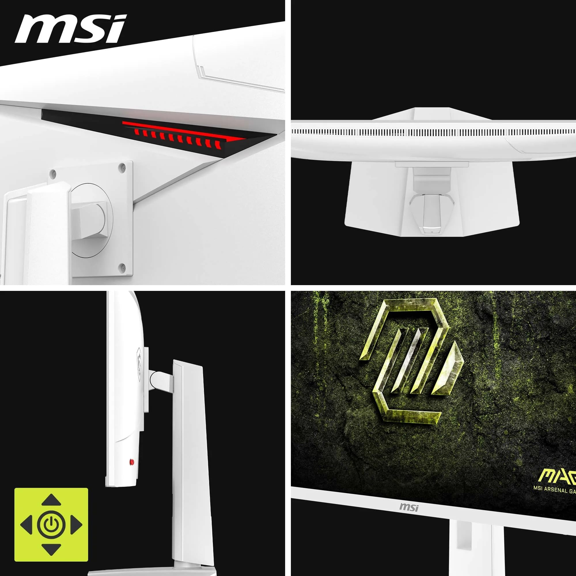MSI mag 274QRFW X32 Monitor Gaming, 27" WQHD, 2560 x 1440 Rapid IPS, 320 Hz, 0,5 ms, DisplayHDR 400, Compatible con G-Sync, Eye Care, HDMI 2.1, DP 1.4a, inclinación/Altura Ajustables, Blanco