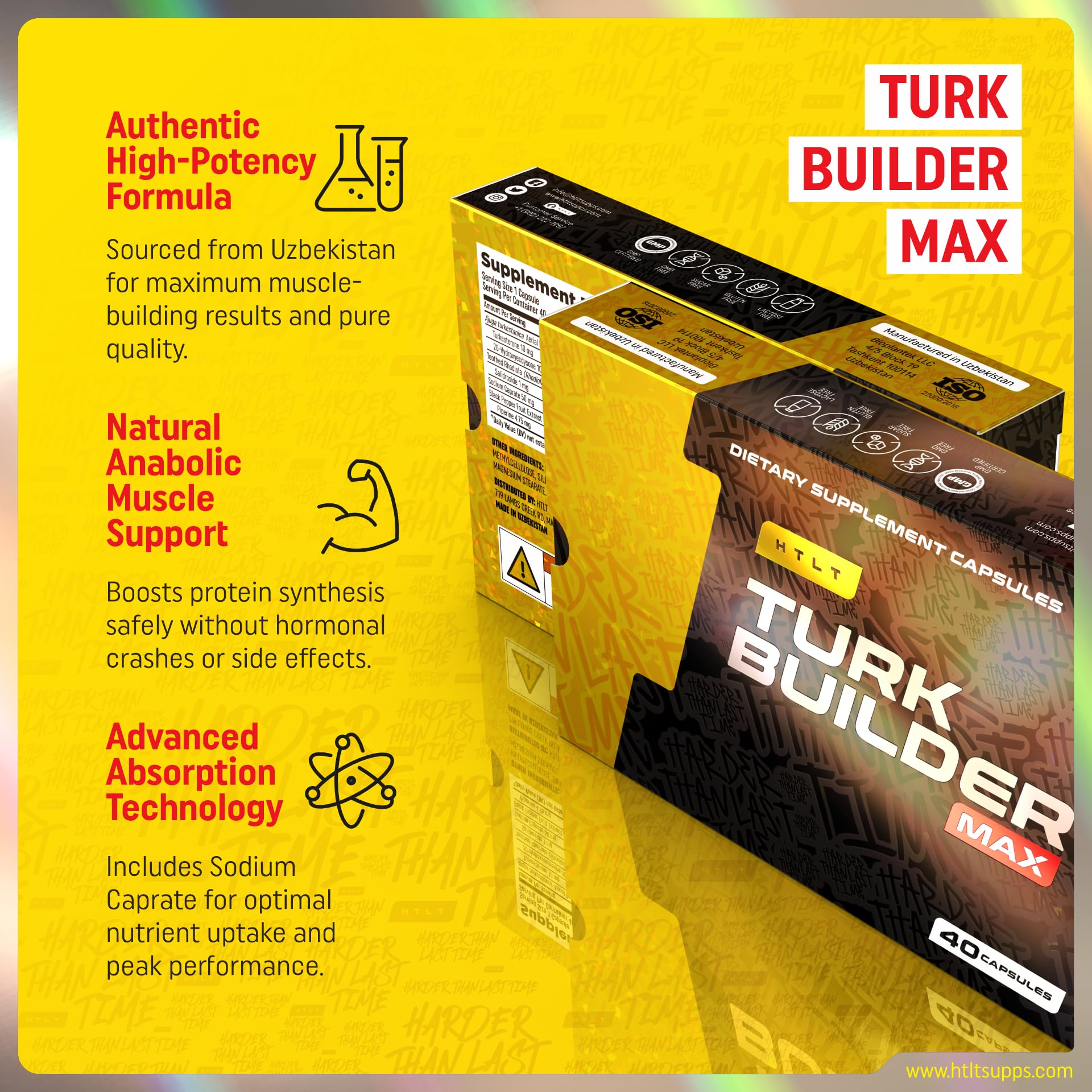 HTLT Supplements Turk Builder MAX, Strength Support, 40 Capsules — Amazon image 4