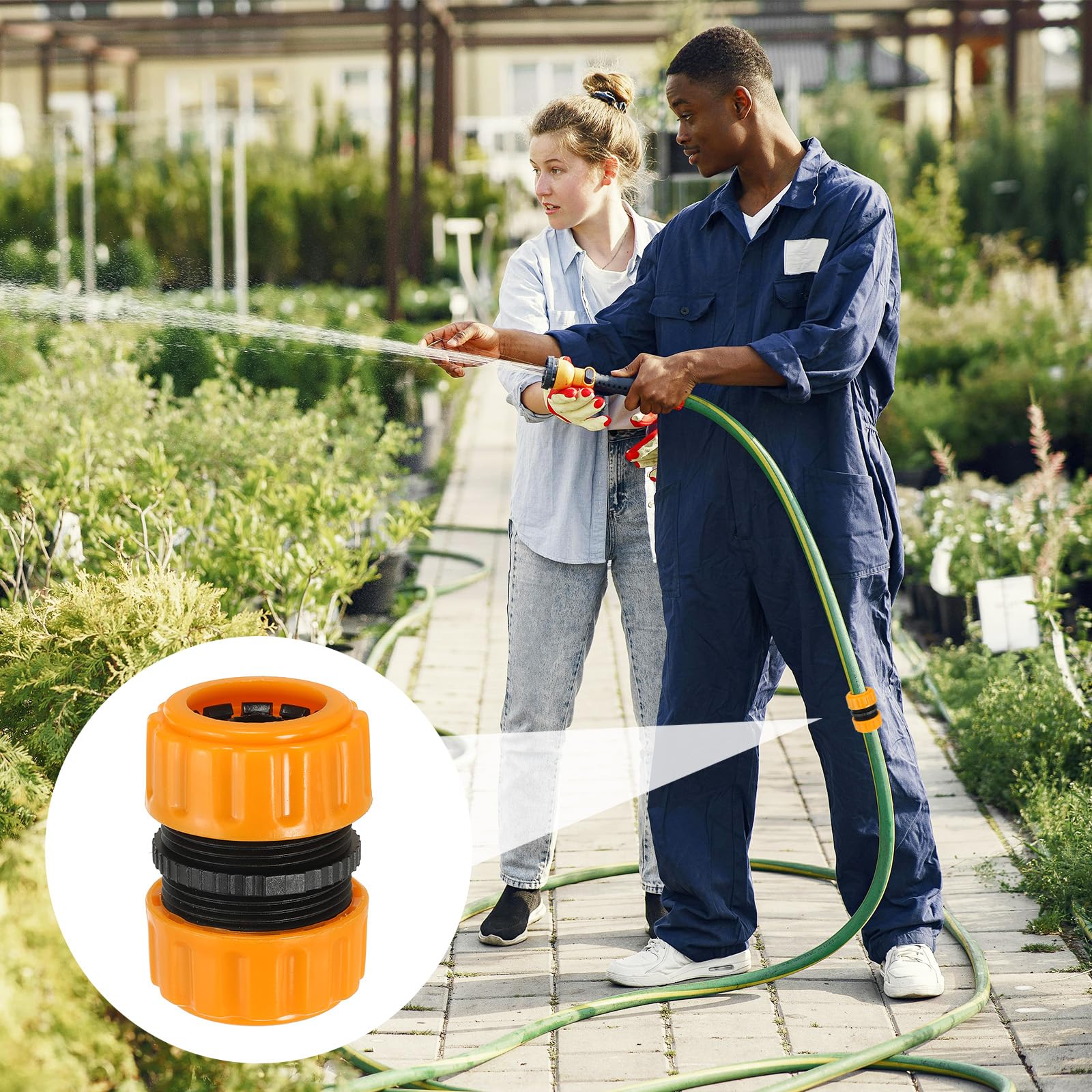 PATIKIL 11/16" Garden Hose Repair Kit Connector Extender, 3 Pcs Plastic Quick Water Hose Connectors Leakproof Design Fittings, Marigold - Image 4