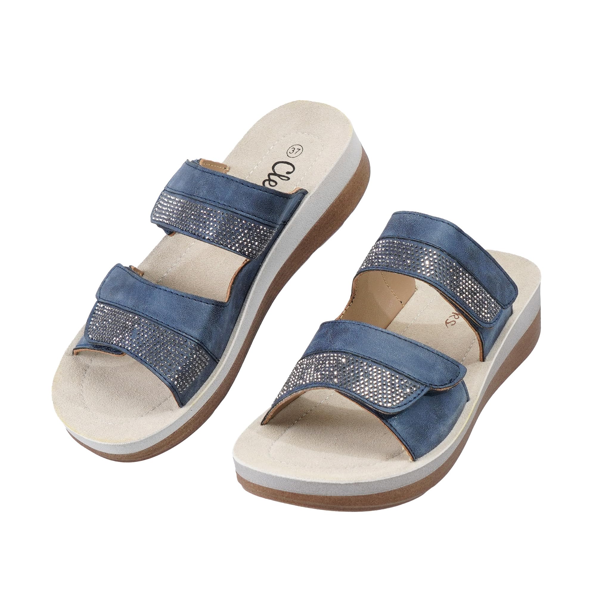 Sandali Aperti Donna Pantofole con Chiusura a Strappo Sandali Infradito Larghi Scarpe Estive Scarpe Ortopediche Ciabatte