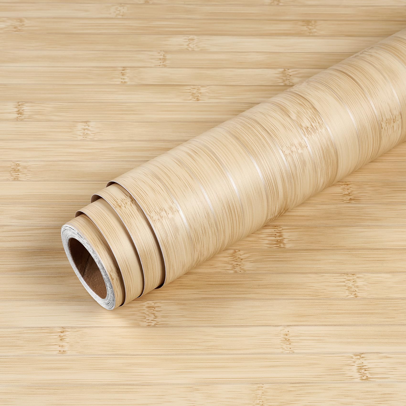 Livelynine Wood Panel Wallpaper Cream Beige Silver Slat Panelling Wallpaper Self Adhesive for Walls 40CMx10M Light Wood Effect Vinyl Wrap for Furniture Cabinet Desk Top Wooden Sticky Back Plastic Roll