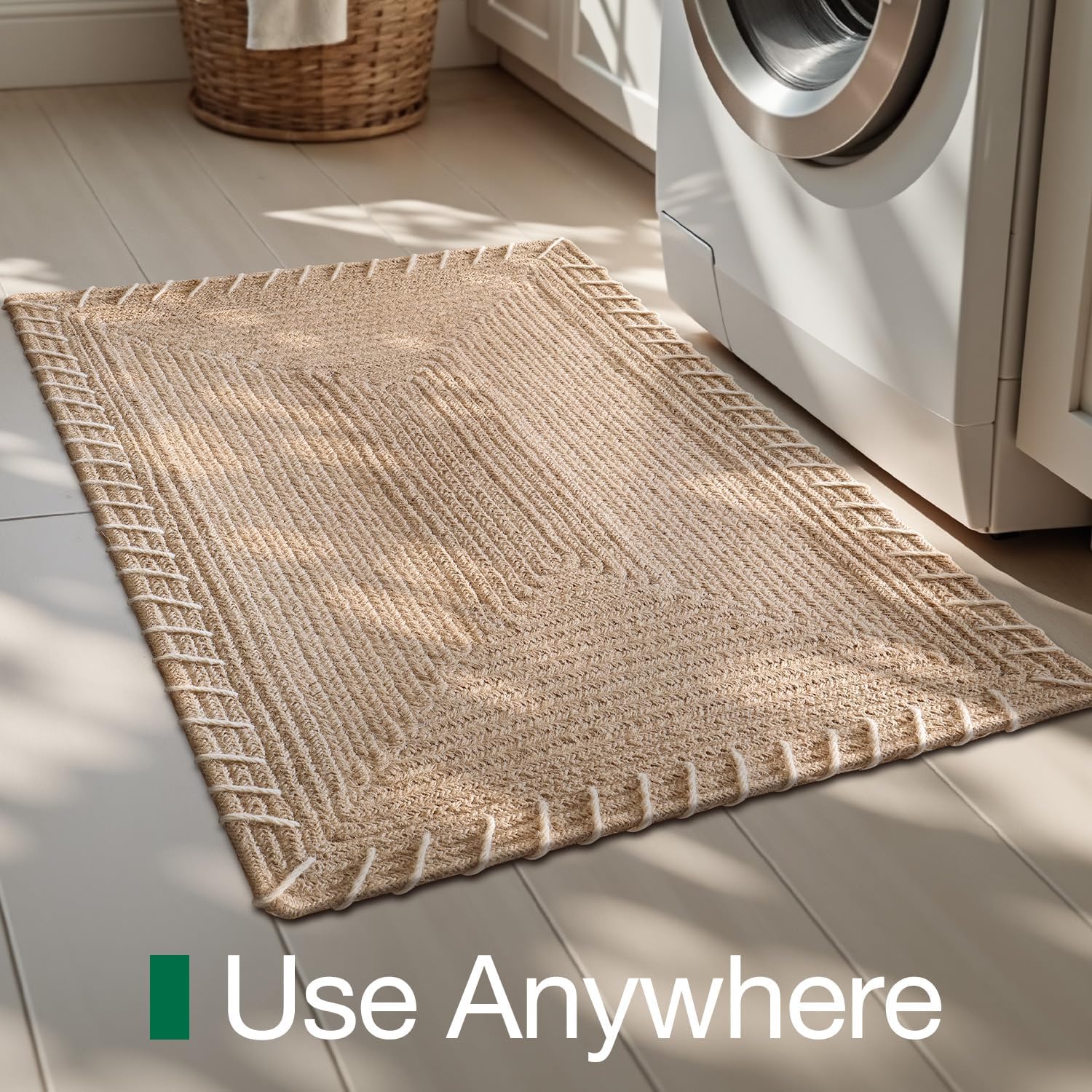 LUMI Handwoven Jute Door Mat, Non-Slip Durable Entryway Mat with Anti-Slip Mat for Hard Floor, Front Door Mats for Home Entrance, Patio, 24"x36", Knit Jute - Image 9