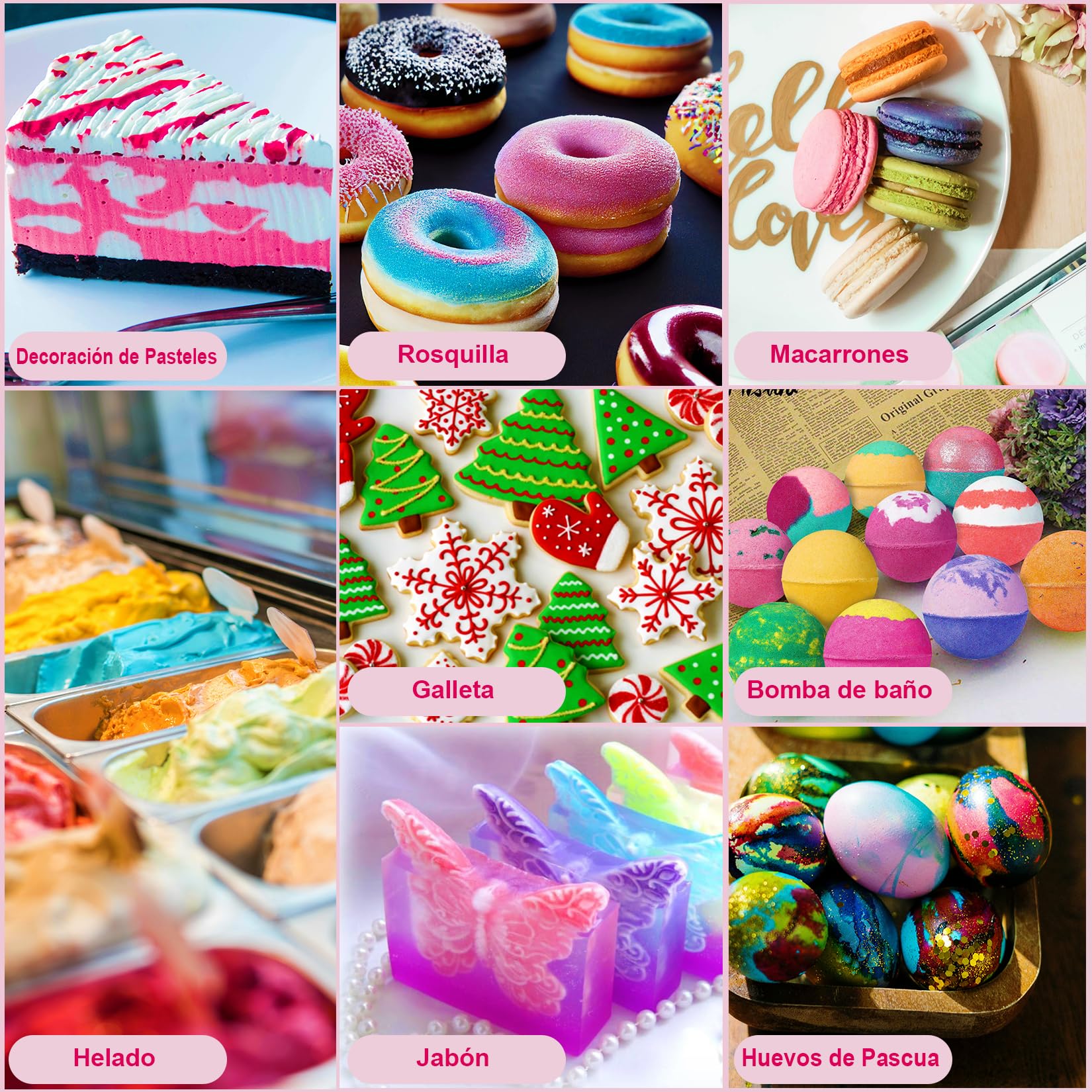 Colorante alimentario 14 x 6ml, Set líquido de alta concentración para bebidas, pasteles, galletas, macaron y fondant