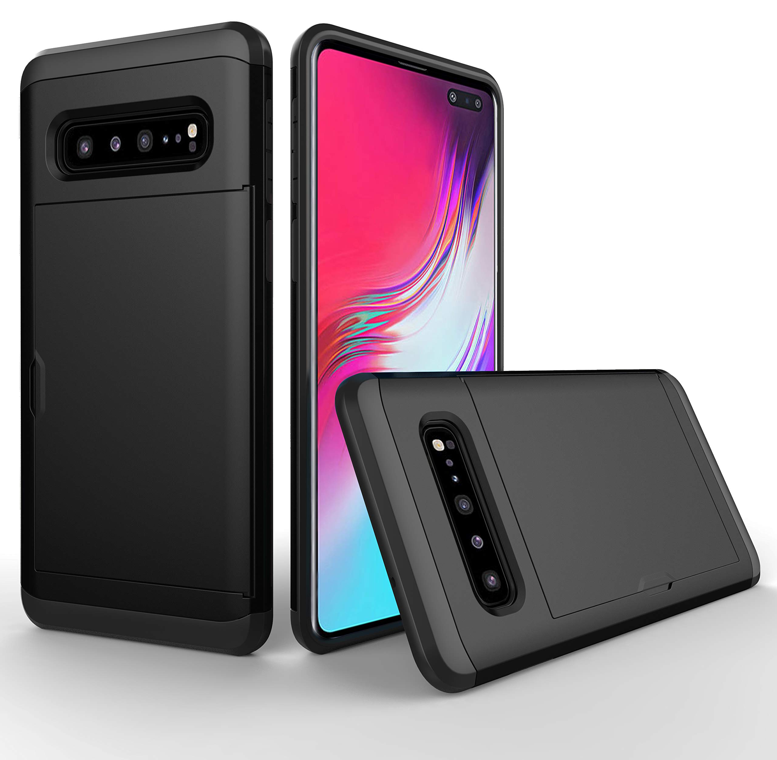 Case for Galaxy S10 Plus Case, Samsung S10+ SM-G975U Case Wallet Case with Card Holder Case PC+TPU Anti Drop Protective Cover Cases for Samsung Galaxy S10 Plus Black