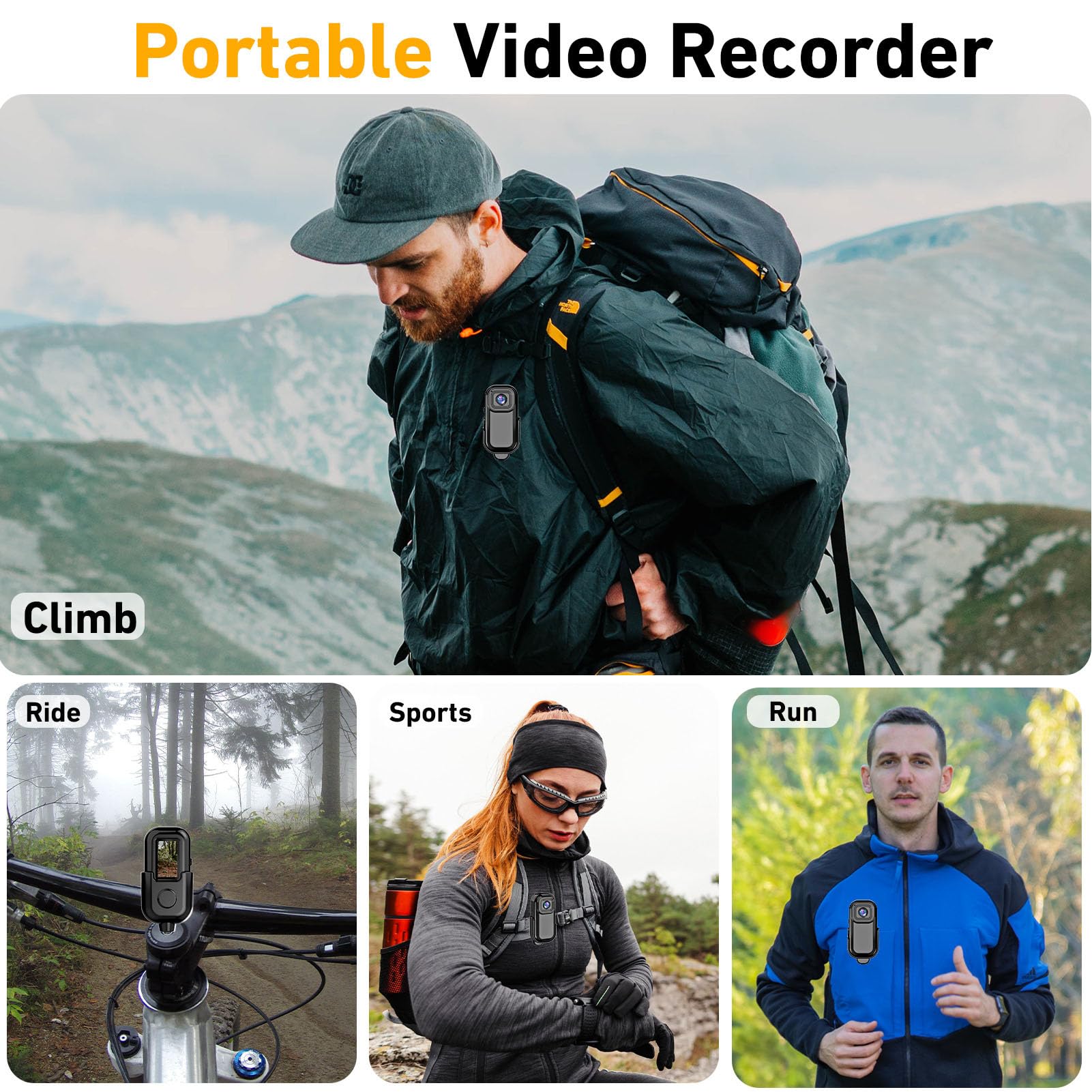 1080P Mini-bodycamera, Anti-shake Draagbare Sportcamera Ingebouwde WiFi