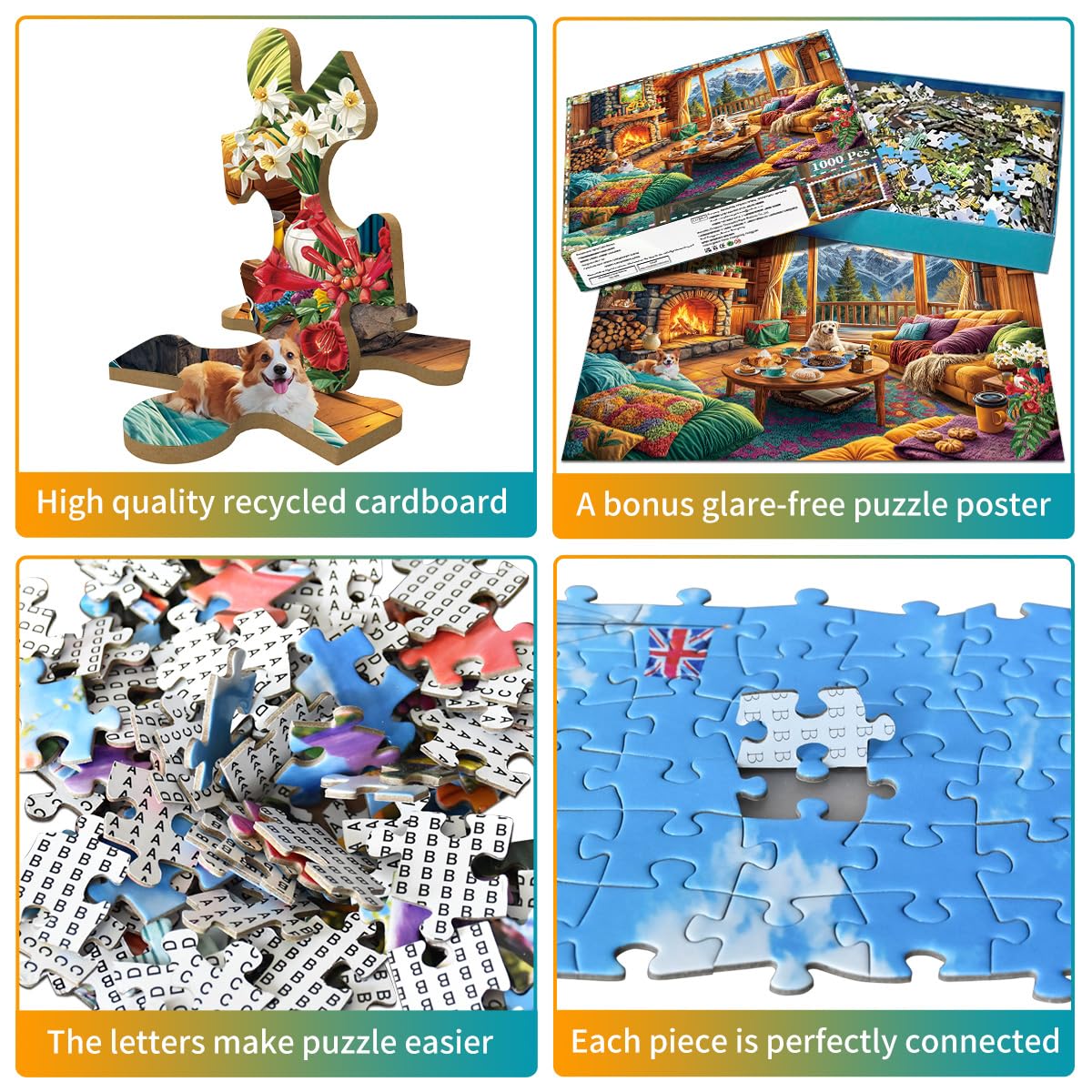 Puzzles 1000 Pieces for Adults jigsaw puzzles for adults-Alpine Cabin Retreat-1000 Piece Puzzle Classic Educational Games Beautiful Decoration Puzzle - Image 3