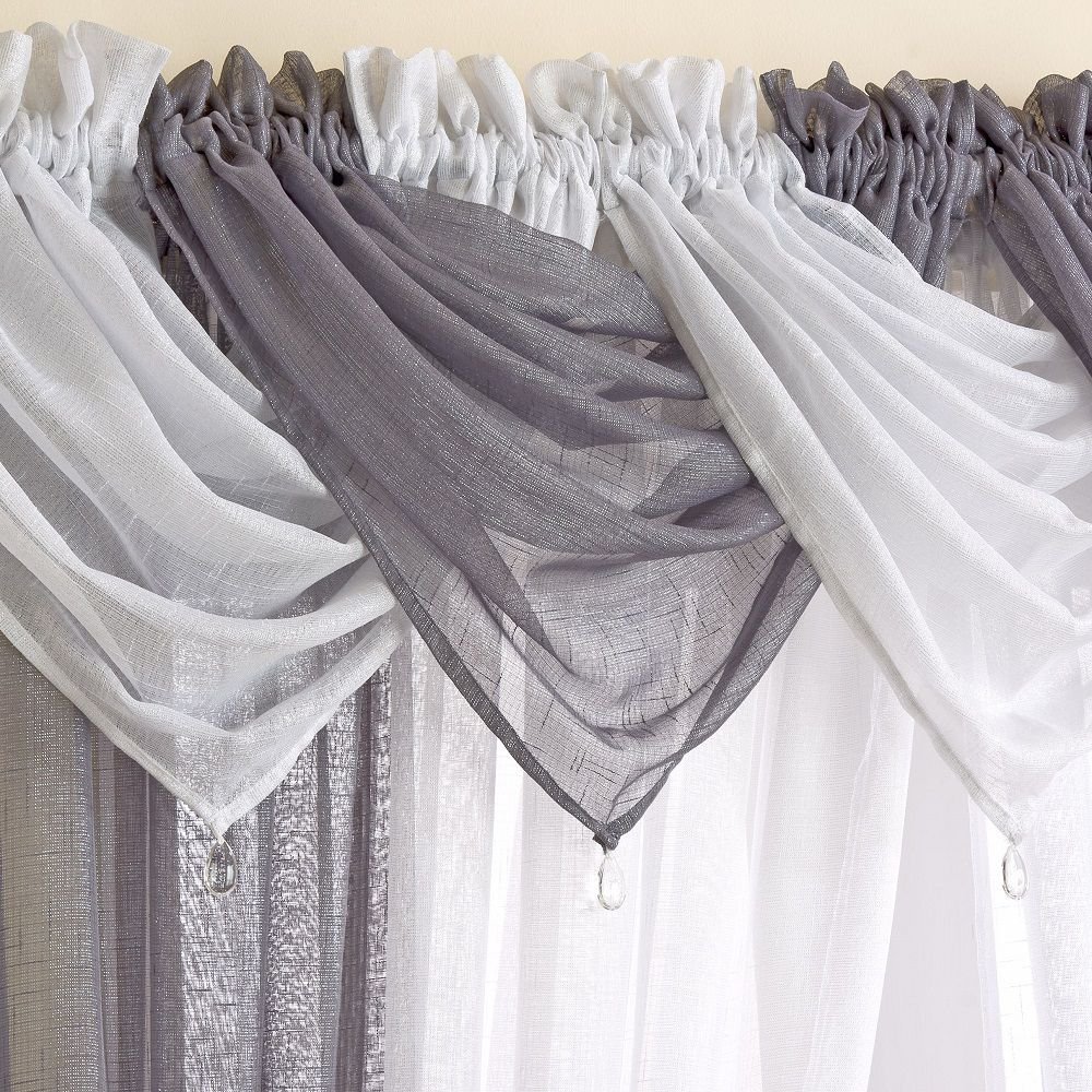 Tyrone Glitter Sparkle Voile Swag Grey Silver (Standard)