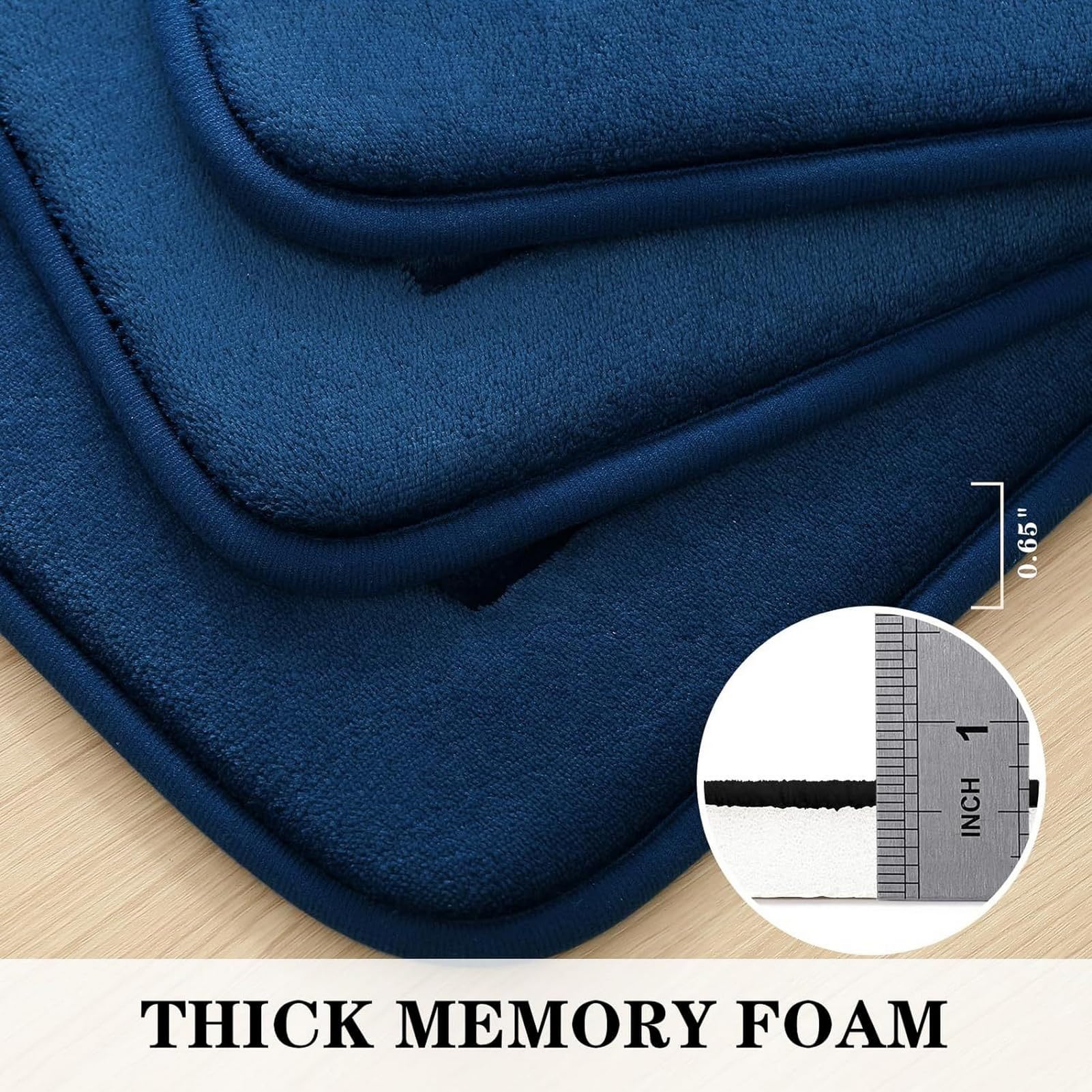 Rutschfester Memory Foam Badezimmerteppich U-förmiger Toilettenvorleger saugfähige marineblaue Badematte 40 x 50 cm weich und perfekt für Wohnkultur