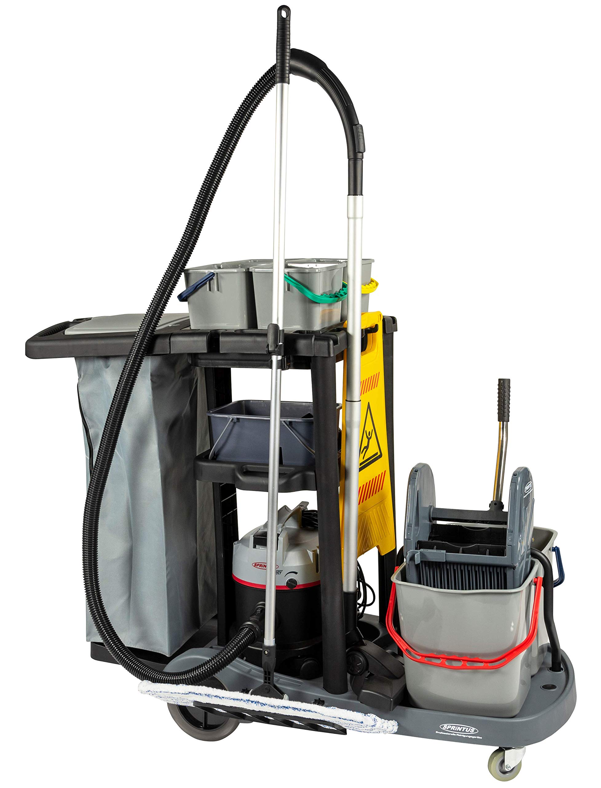 Sprintus 301106 - Carro de limpieza profesional con cuatro cubos