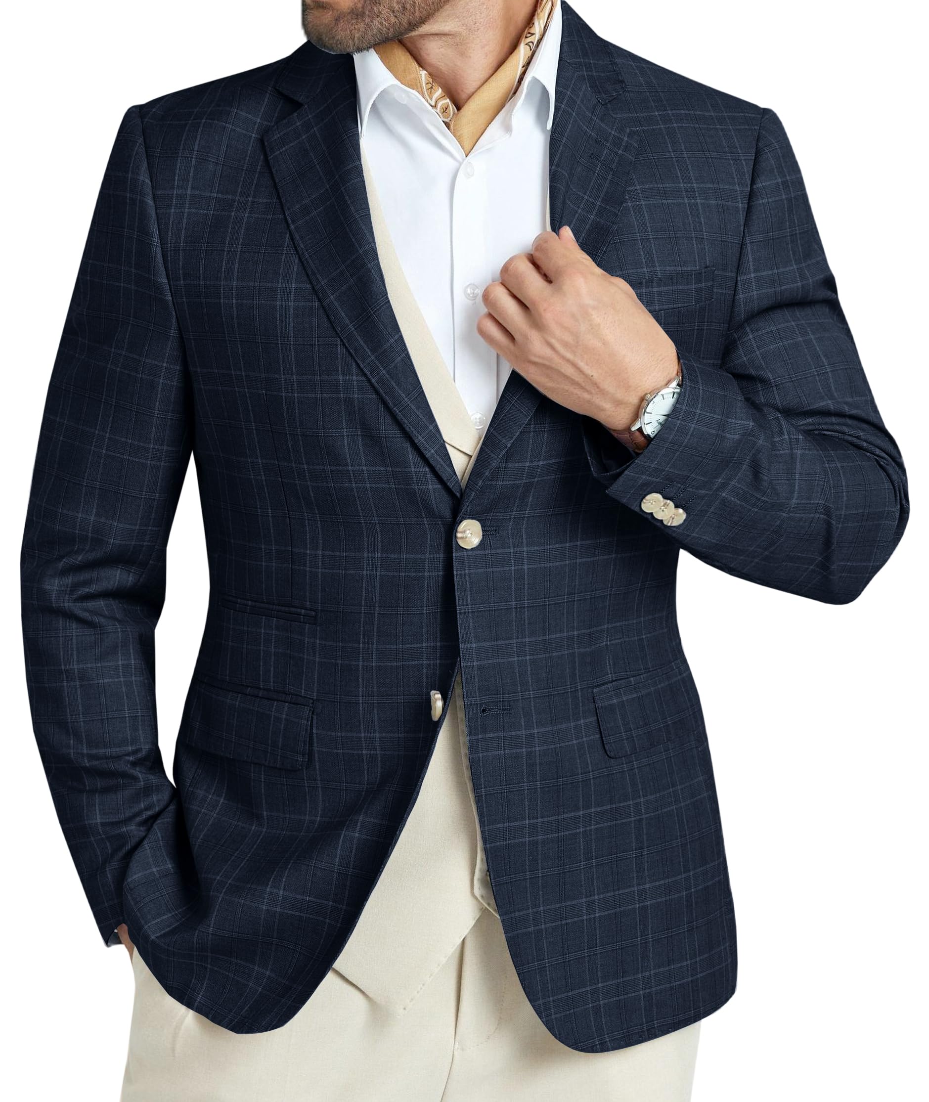 Men's Casual Blazer Slim Fit Suit Jacket for Men Plaid Blazer 2 Buttons Sports Coats for Mens Lightweight Blazers