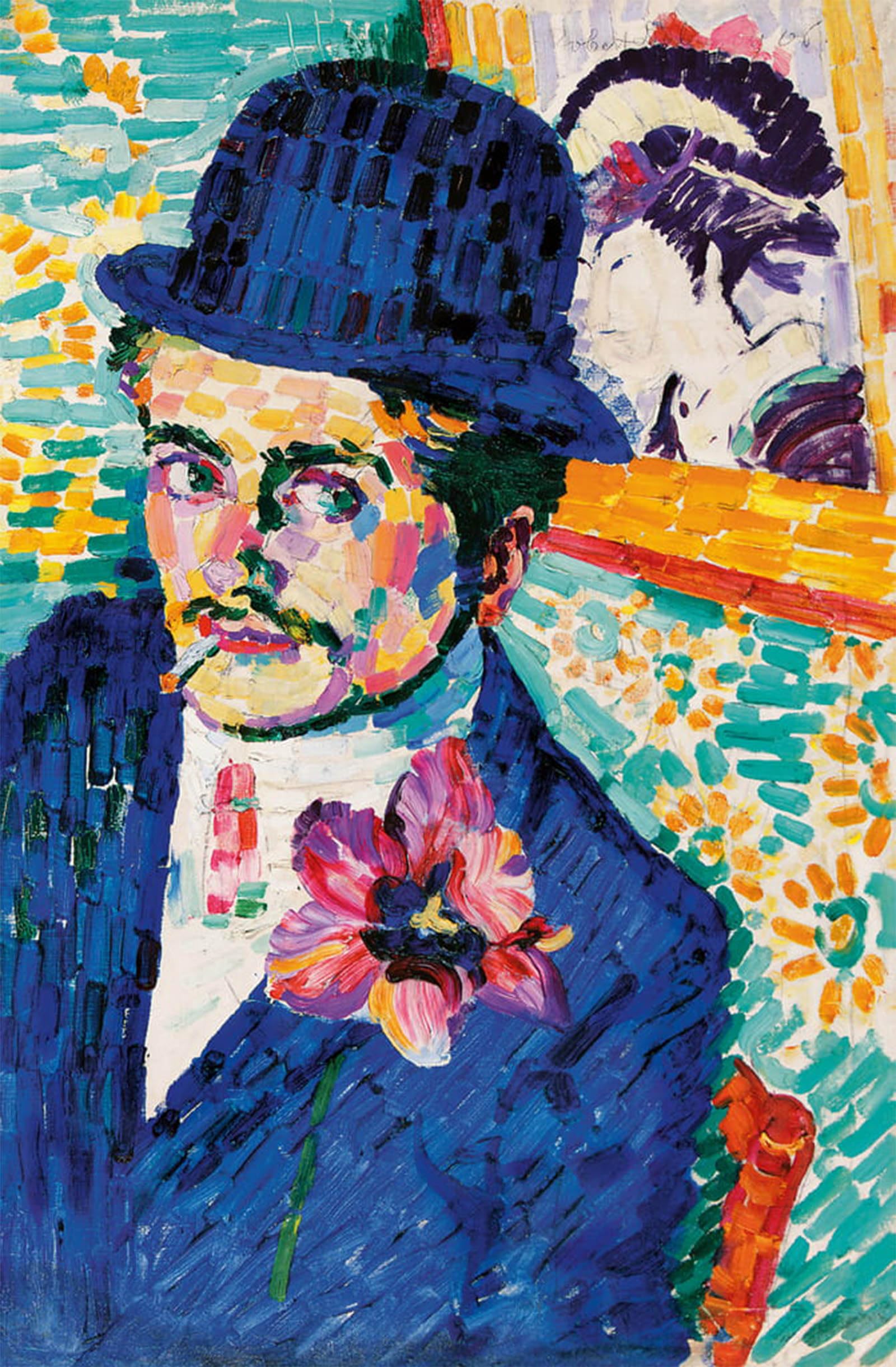 ARTXLXXBN Famous Painting Canvas Artwork Graffiti Print Man with a Tulip by Robert Delaunay Portrait Canvas Image for Home Decor 60x90cm