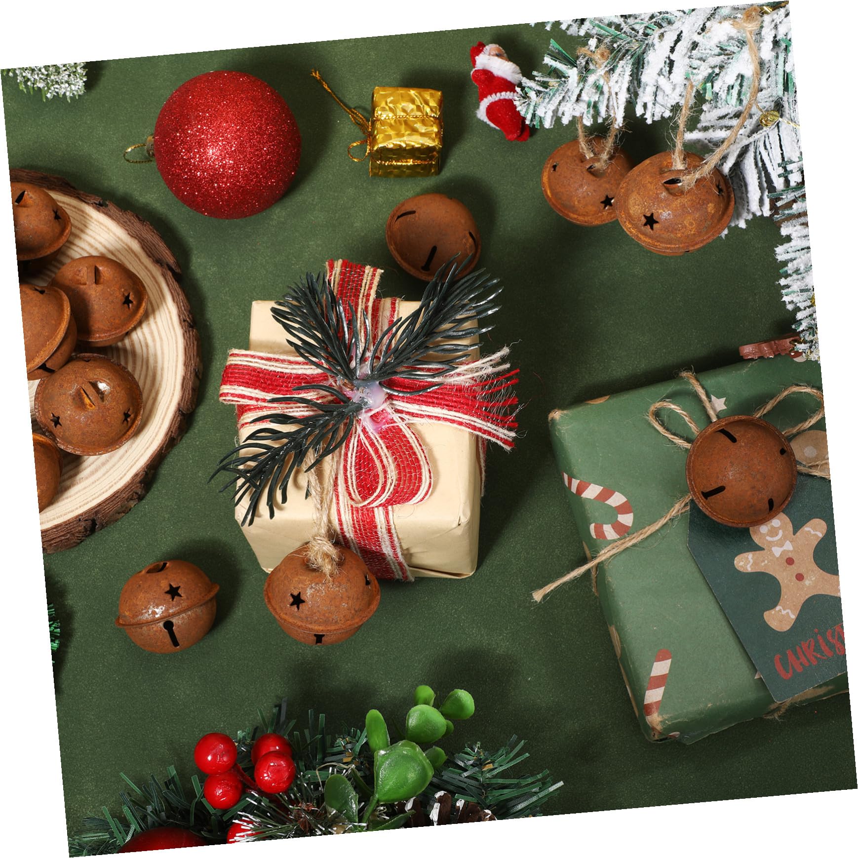 INOOMP 24pezzi Campanella Natalizia Arrugginita di Metallo Campanellini Decorativi per Albero di Natale Campana Fai da Te Artigianale Adatta per Ornamenti Natalizi e Rustic