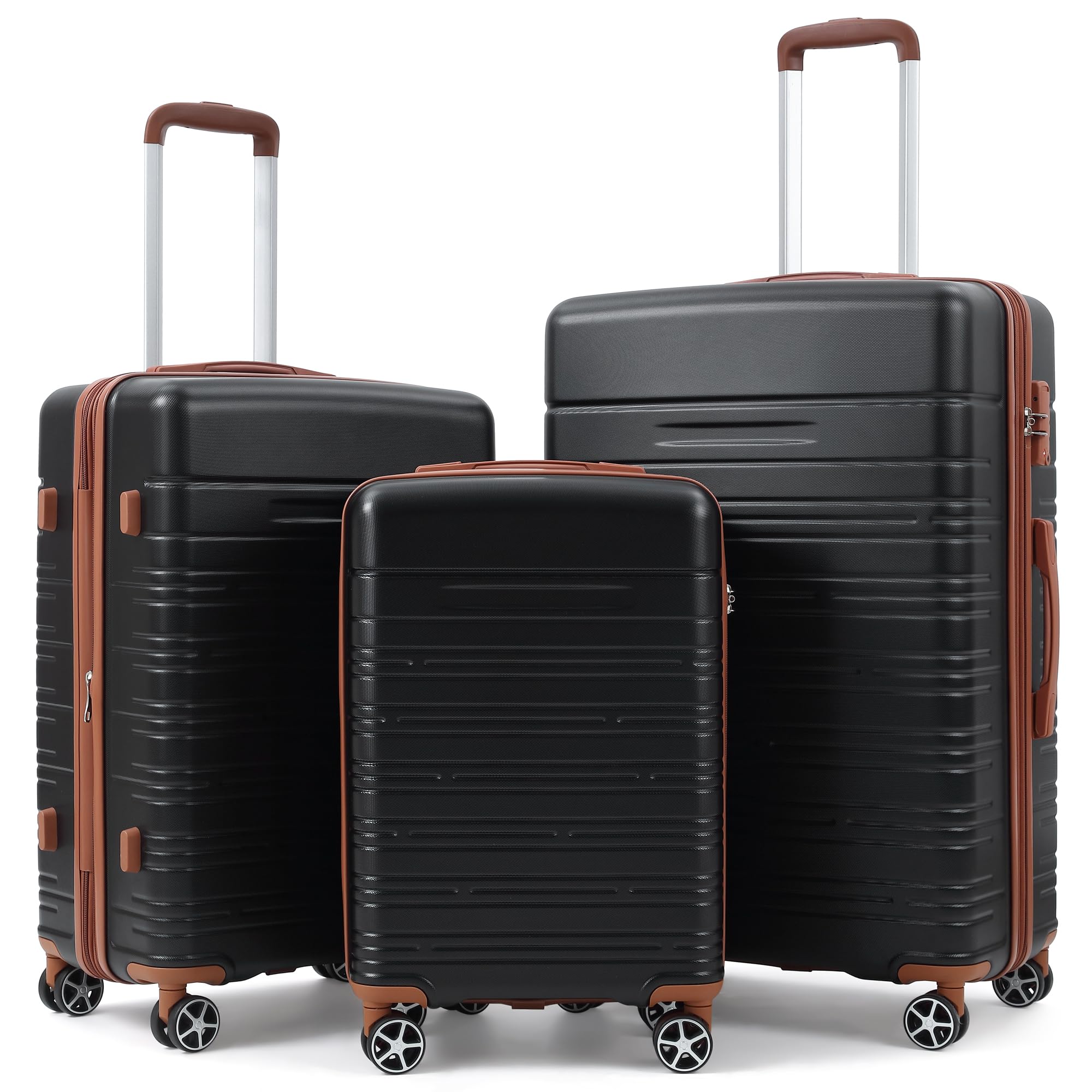 Reljofum 3 Piece Hardshell Luggage Set Expandable (20''/24''/28''), Suitcase Set 3pcs with TSA Locks, Lightweight Hardside Suitcase Set with Double