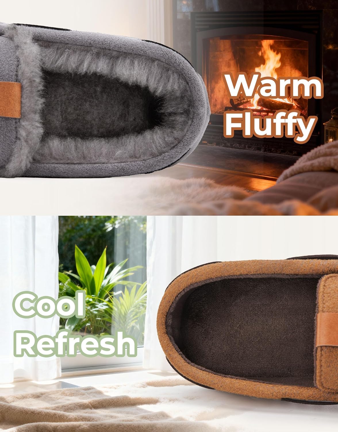 HomeTop Men's Suede Memory Foam Moccasin Slippers Soft Plush Warm Lining House Shoes - Image 4